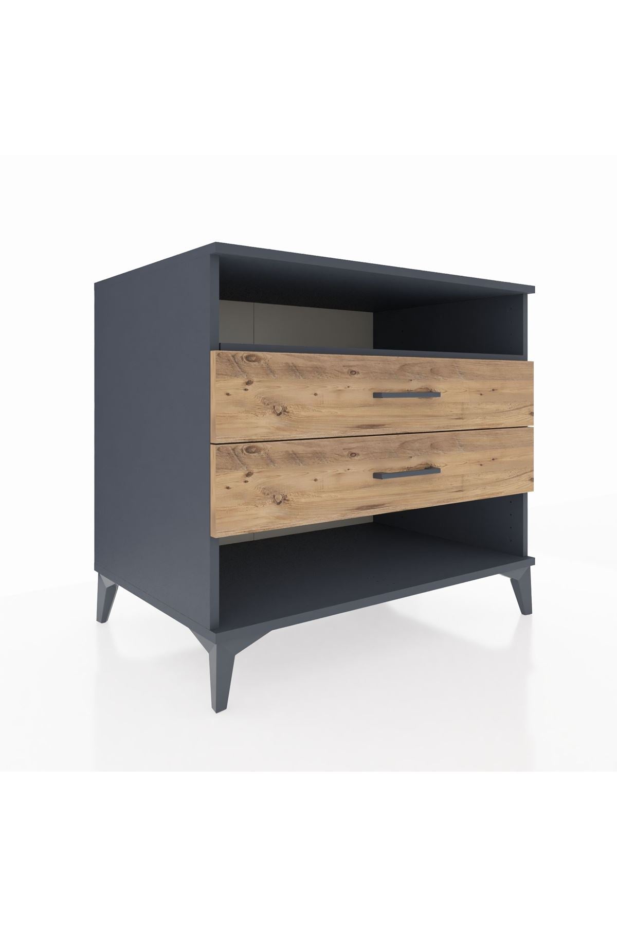 Kronos Şifonyer Tek Raflı 2 Çekmeceli 88x59x80 Antrasit-Çam