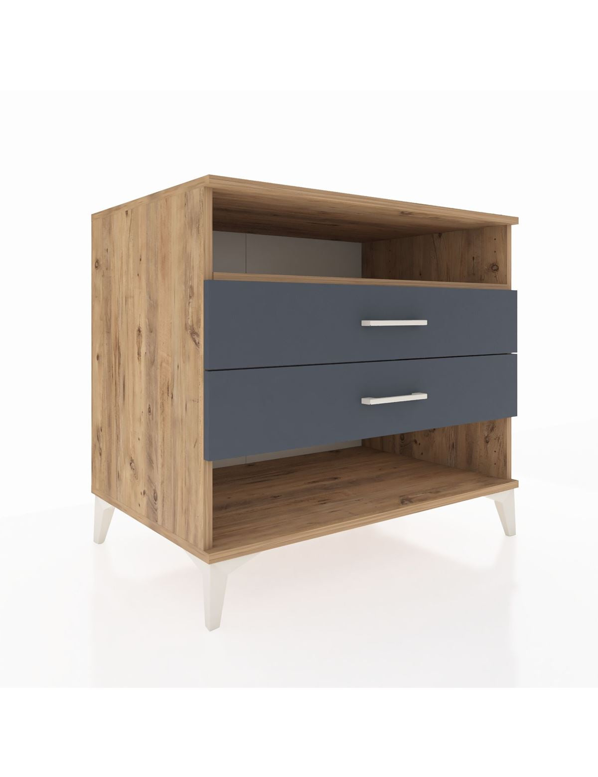 Kronos Şifonyer Tek Raflı 2 Çekmeceli 88x59x80 Çam-Antrasit