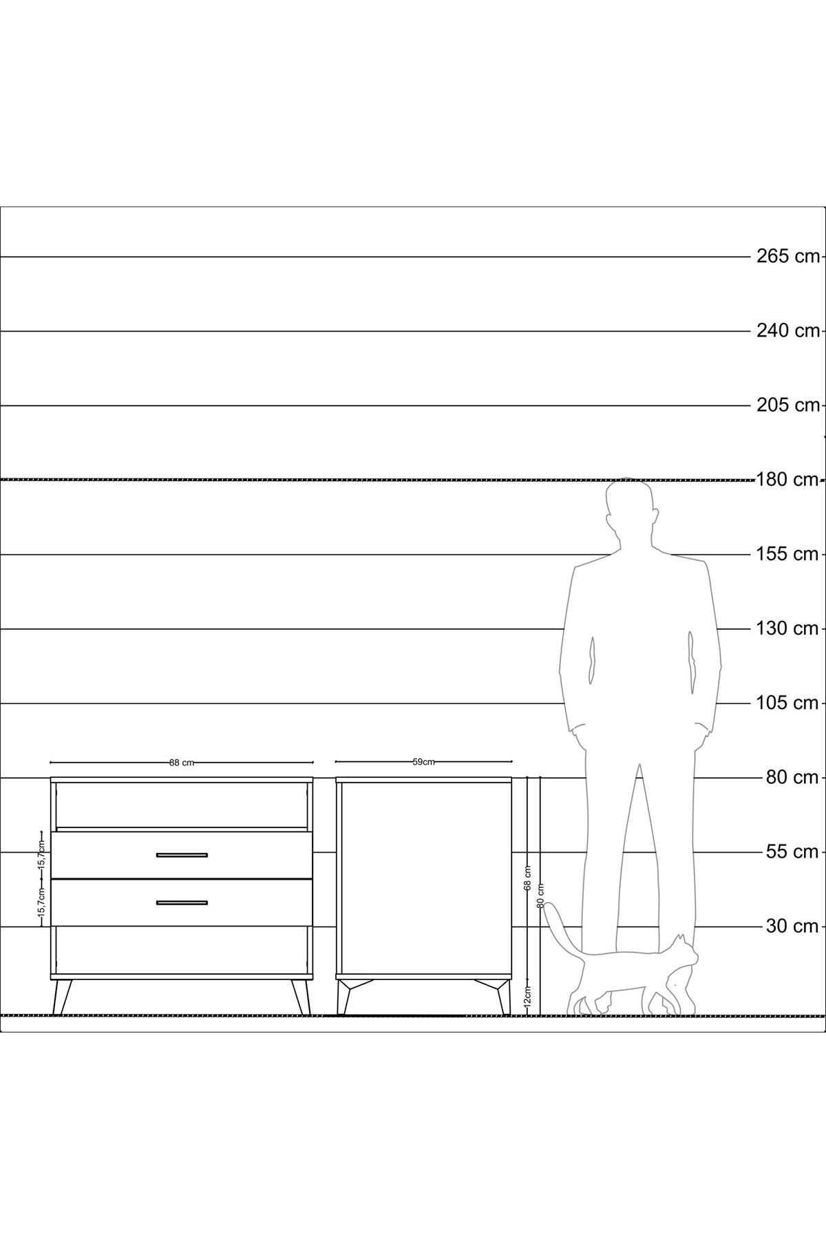 Kronos Şifonyer Tek Raflı 2 Çekmeceli 88x59x80 Çam-Aytaşı