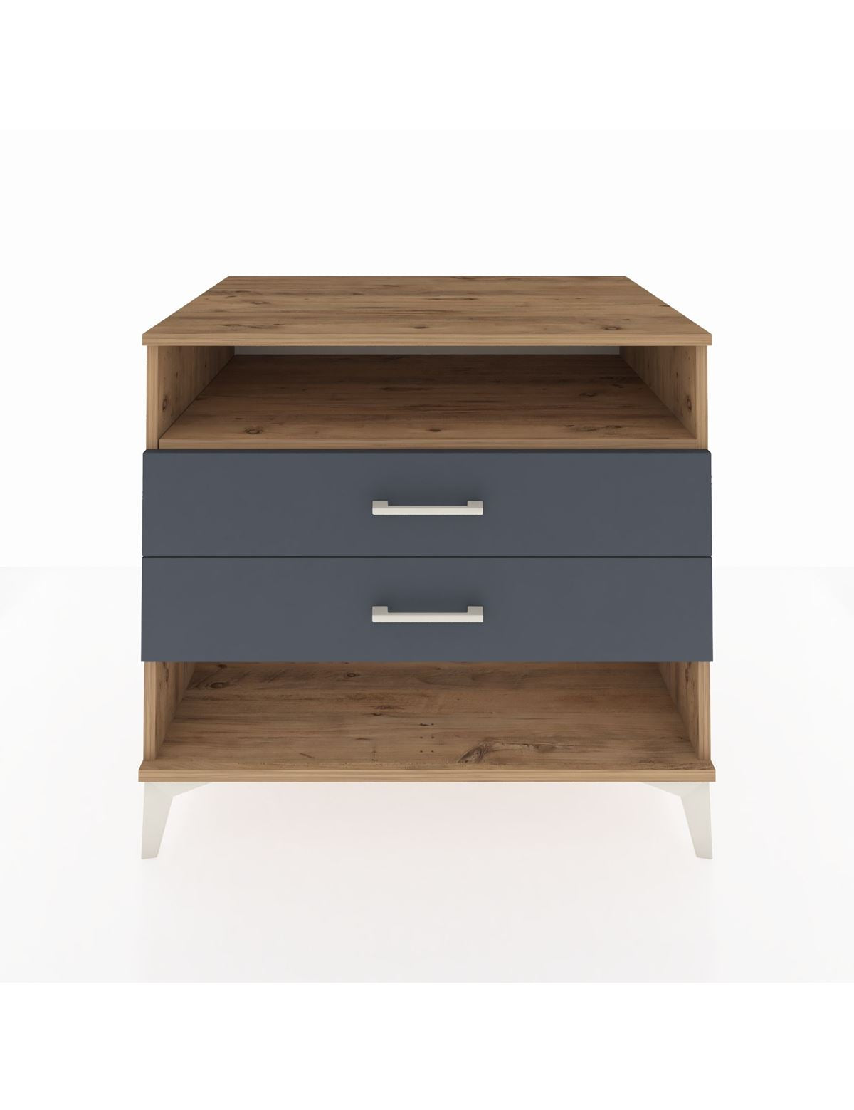 Kronos Şifonyer Tek Raflı 2 Çekmeceli 88x59x80 Çam-Antrasit