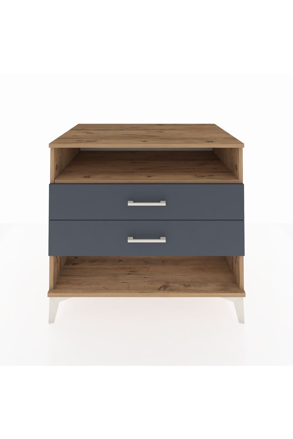 Kronos Şifonyer Tek Raflı 2 Çekmeceli 88x59x80 Çam-Antrasit