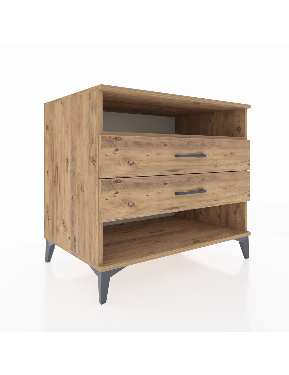 Kronos Şifonyer Tek Raflı 2 Çekmeceli 88x59x80 Çam-Çam