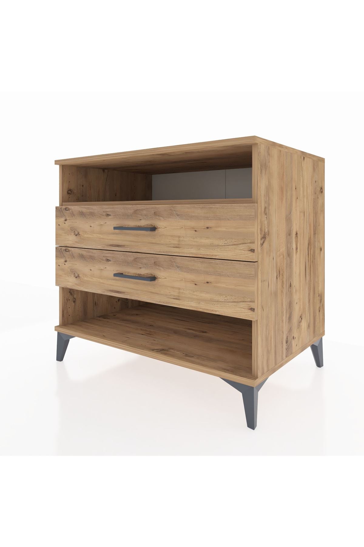 Kronos Şifonyer Tek Raflı 2 Çekmeceli 88x59x80 Çam-Çam