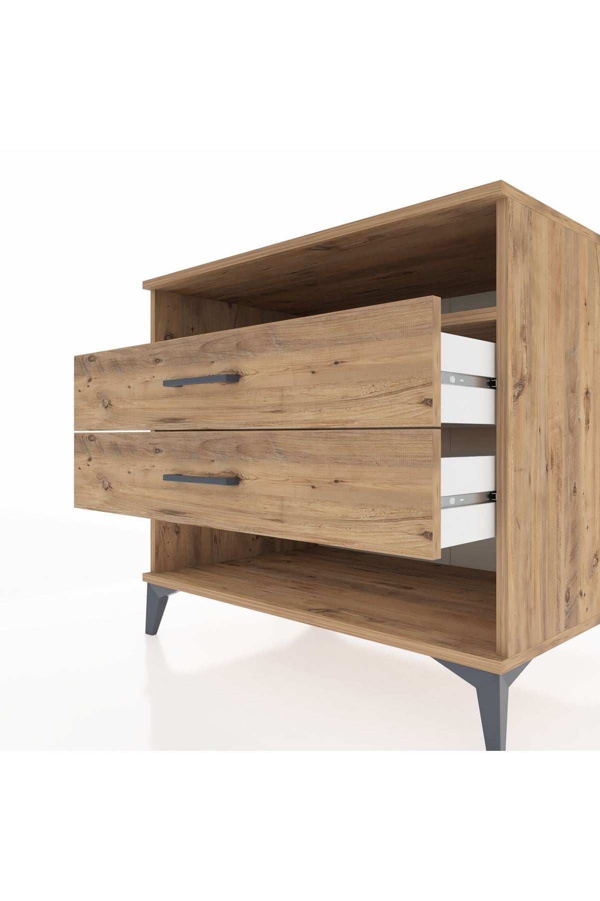 Kronos Şifonyer Tek Raflı 2 Çekmeceli 88x59x80 Çam-Çam