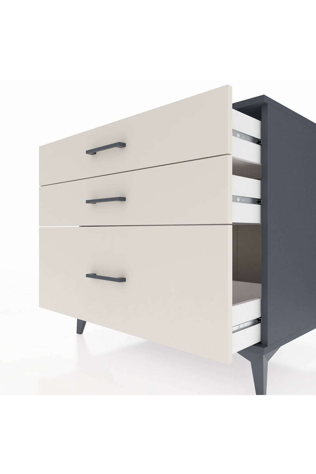 Kronos Şifonyer 3 Çekmeceli 88x59x80 Antrasit-Aytaşı