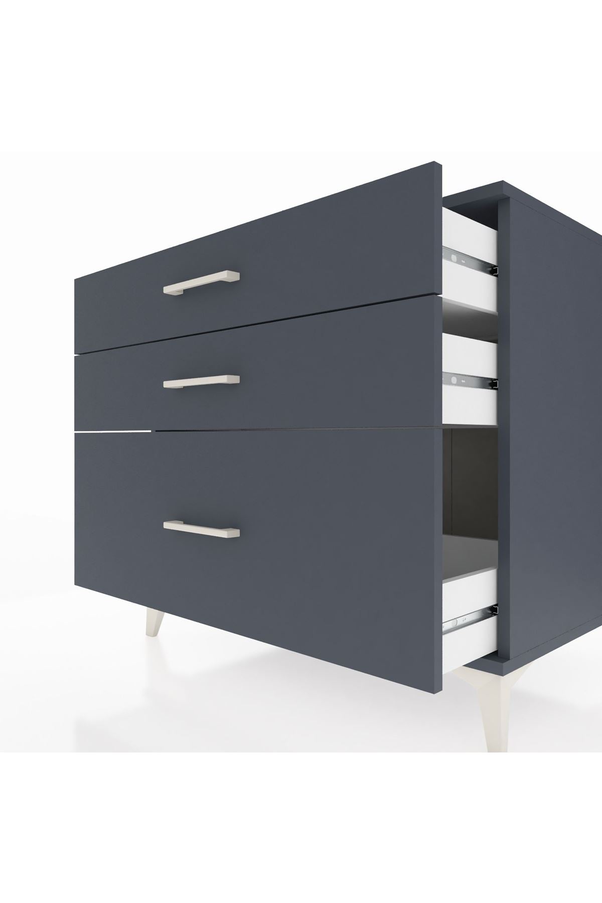 Kronos Şifonyer 3 Çekmeceli 88x59x80 Antrasit-Antrasit