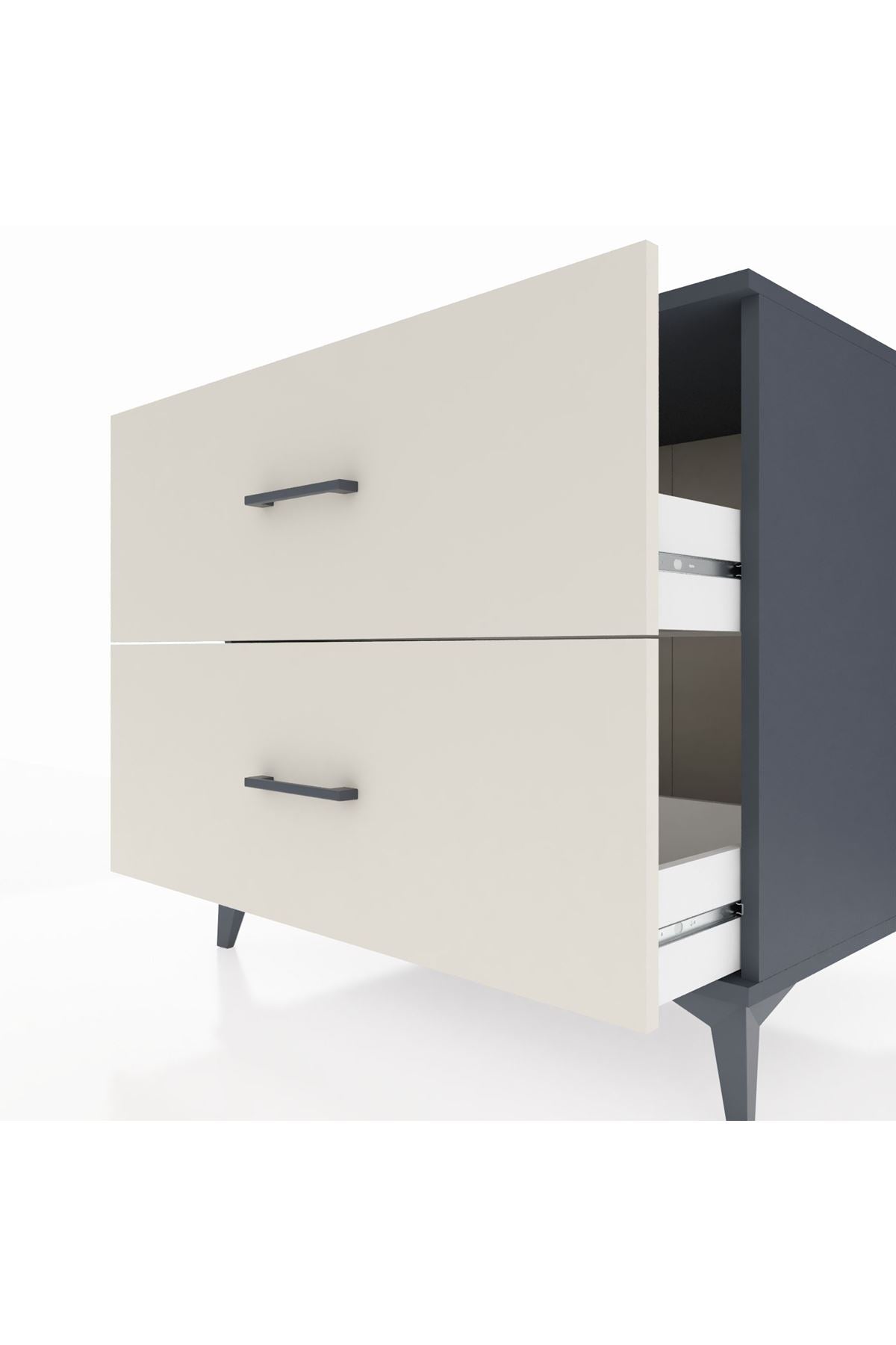 Kronos Şifonyer 2 Çekmeceli 88x59x80 Antrasit-Aytaşı