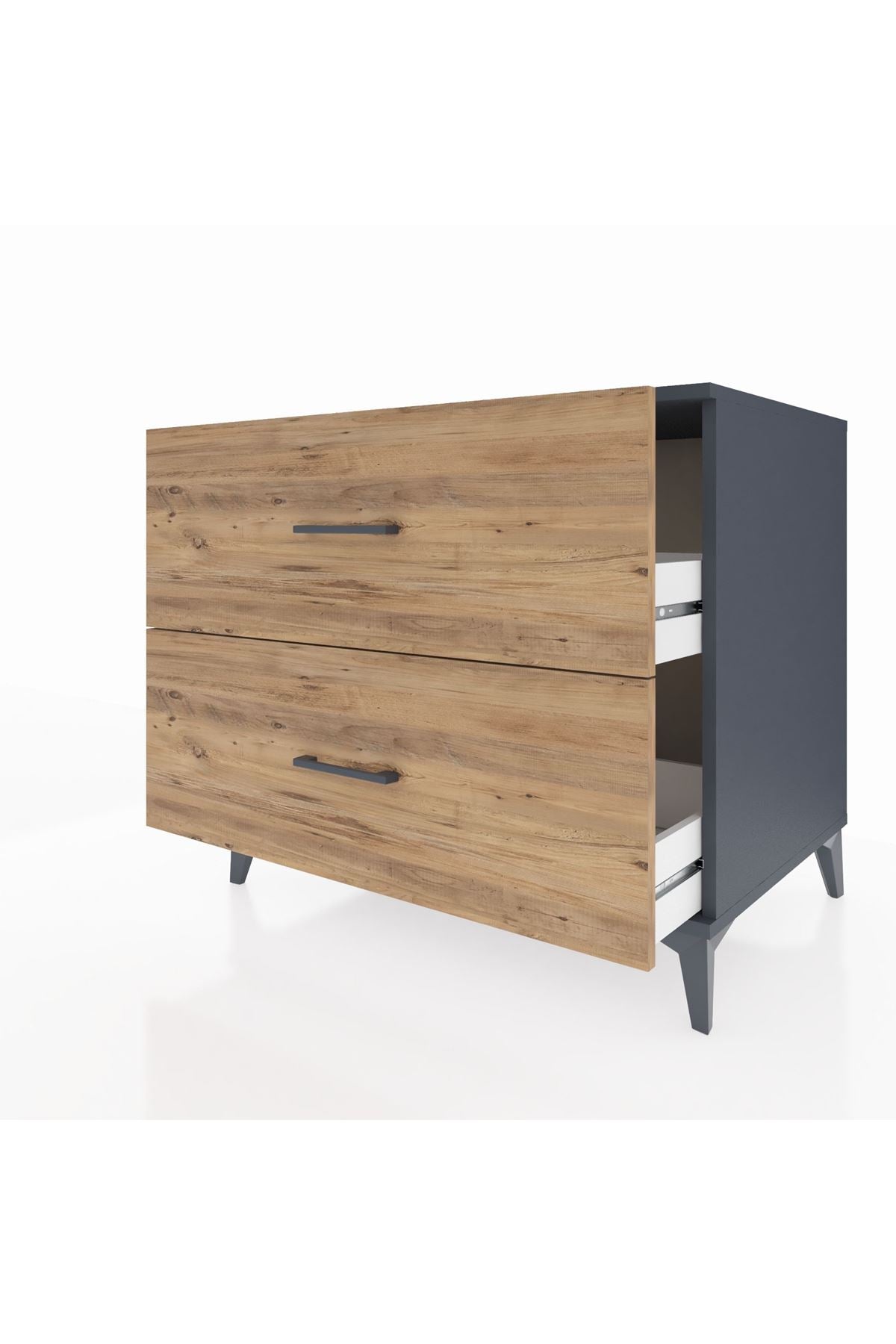 Kronos Şifonyer 2 Çekmeceli 88x59x80 Antrasit-Çam