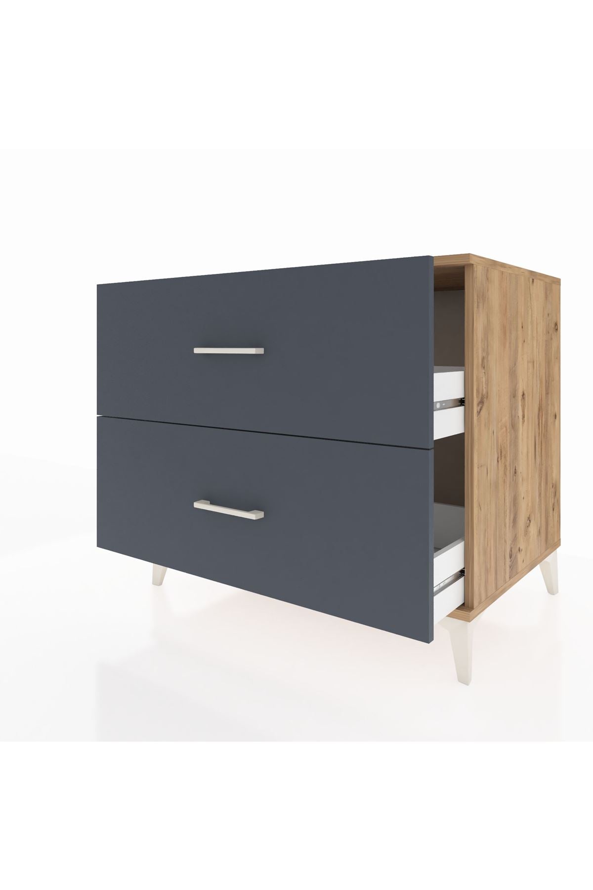 Kronos Şifonyer 2 Çekmeceli 88x59x80 Çam-Antrasit