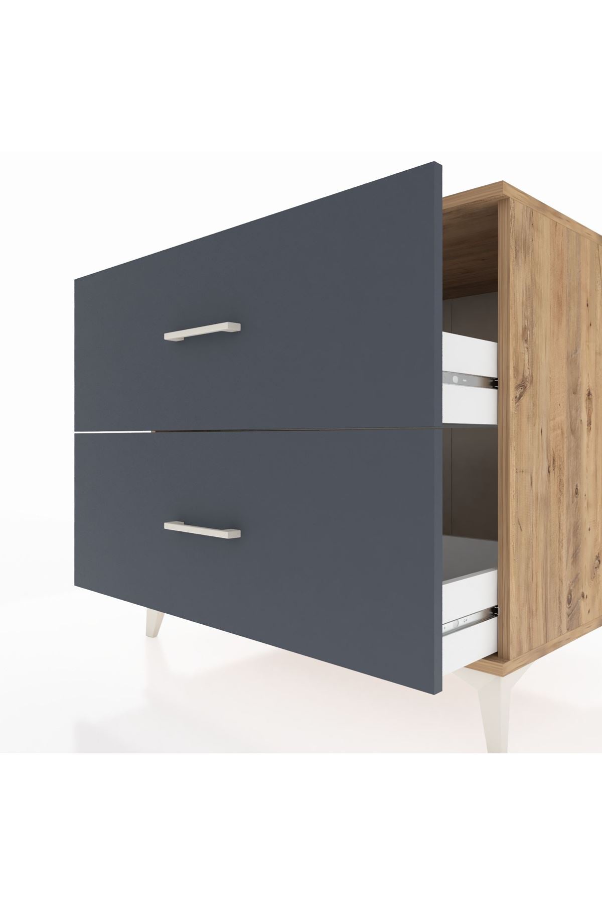 Kronos Şifonyer 2 Çekmeceli 88x59x80 Çam-Antrasit