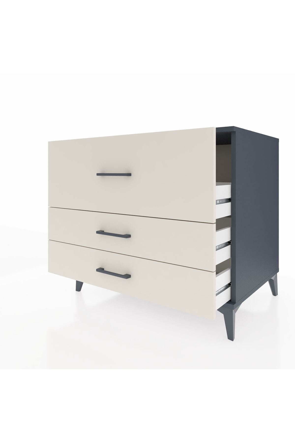 Kronos Şifonyer 3 Çekmeceli 88x59x80 Antrasit-Aytaşı