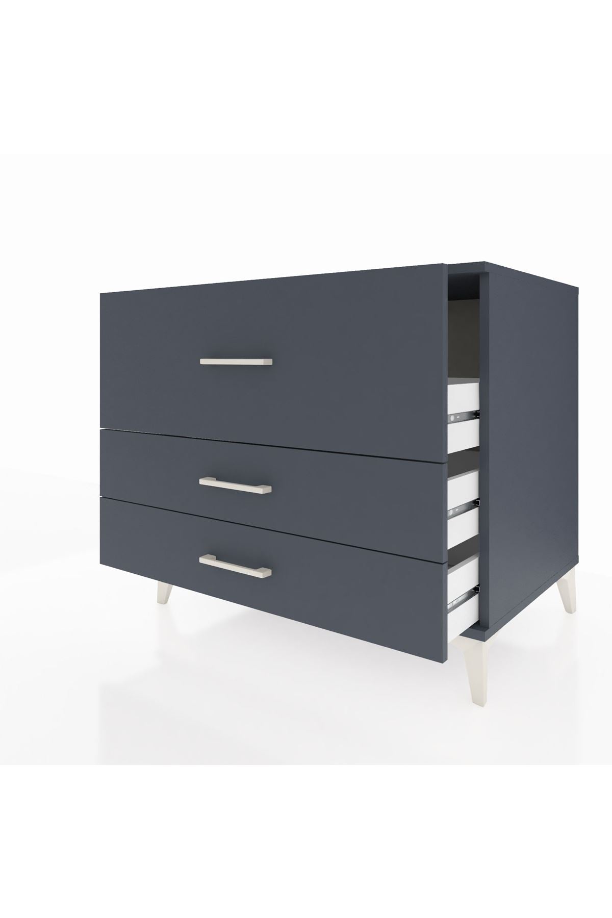 Kronos Şifonyer 3 Çekmeceli 88x59x80 Antrasit-Antrasit