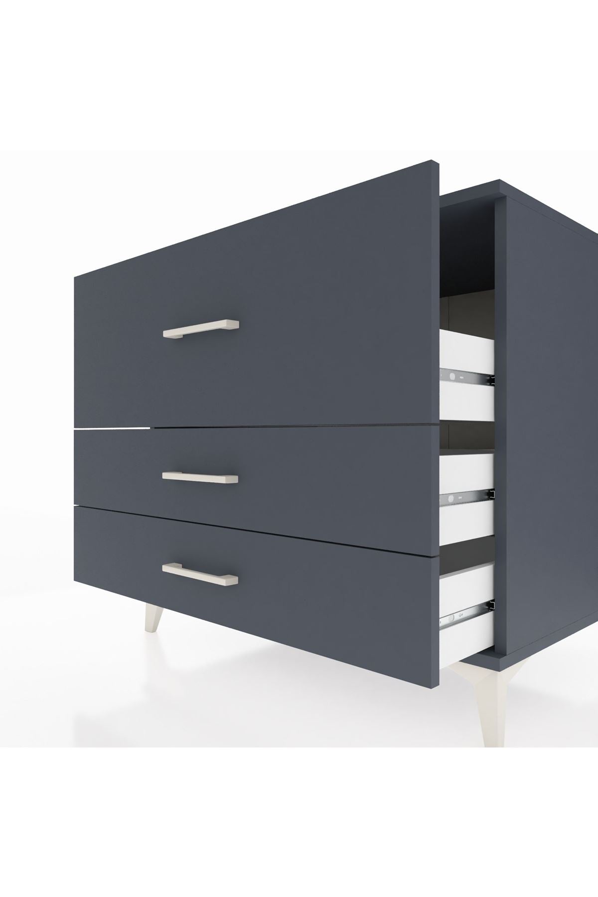 Kronos Şifonyer 3 Çekmeceli 88x59x80 Antrasit-Antrasit