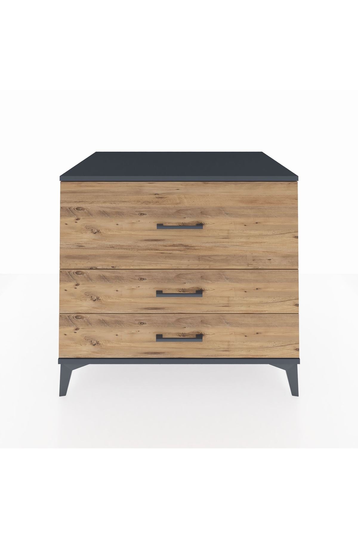 Kronos Şifonyer 3 Çekmeceli 88x59x80 Antrasit-Çam