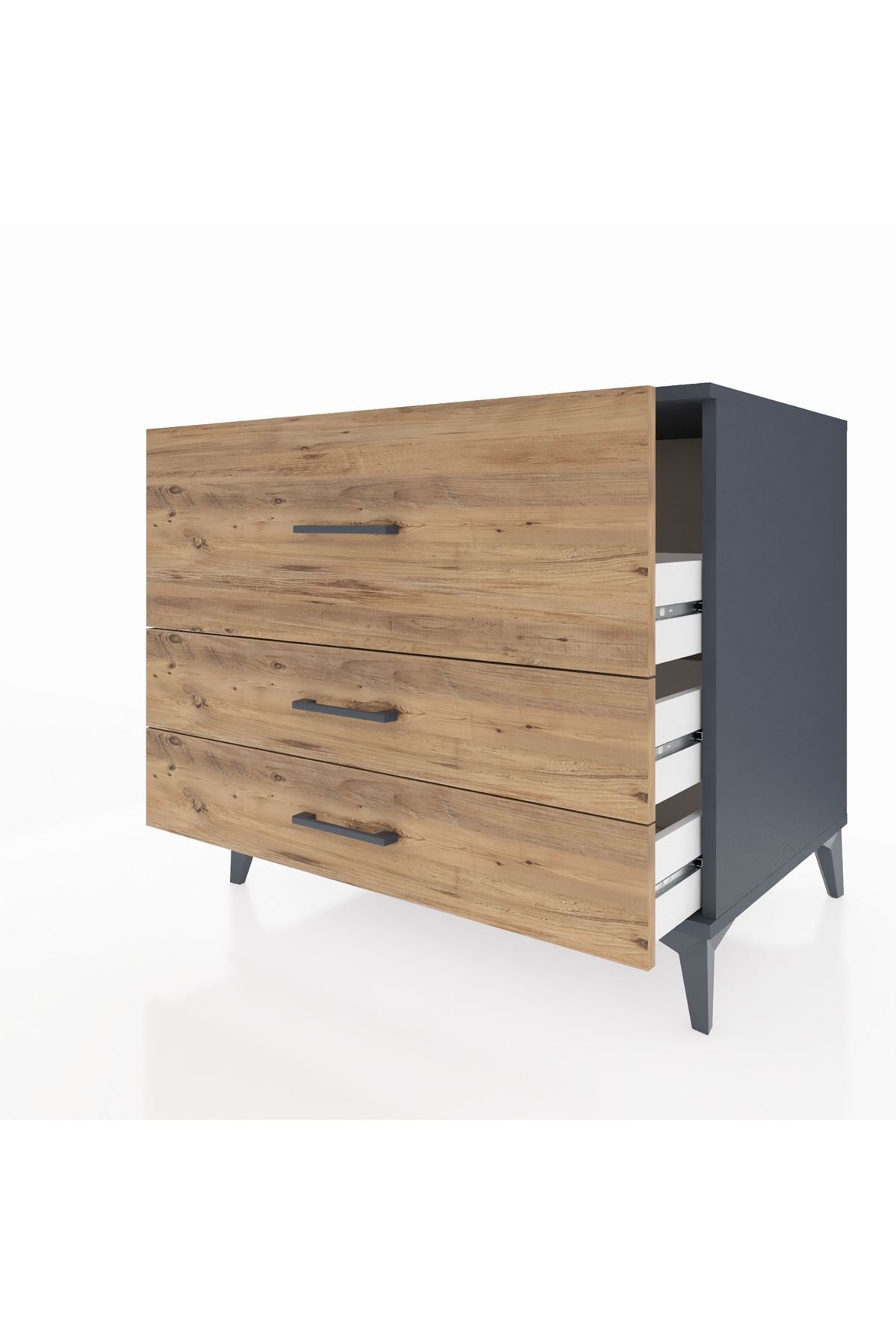 Kronos Şifonyer 3 Çekmeceli 88x59x80 Antrasit-Çam