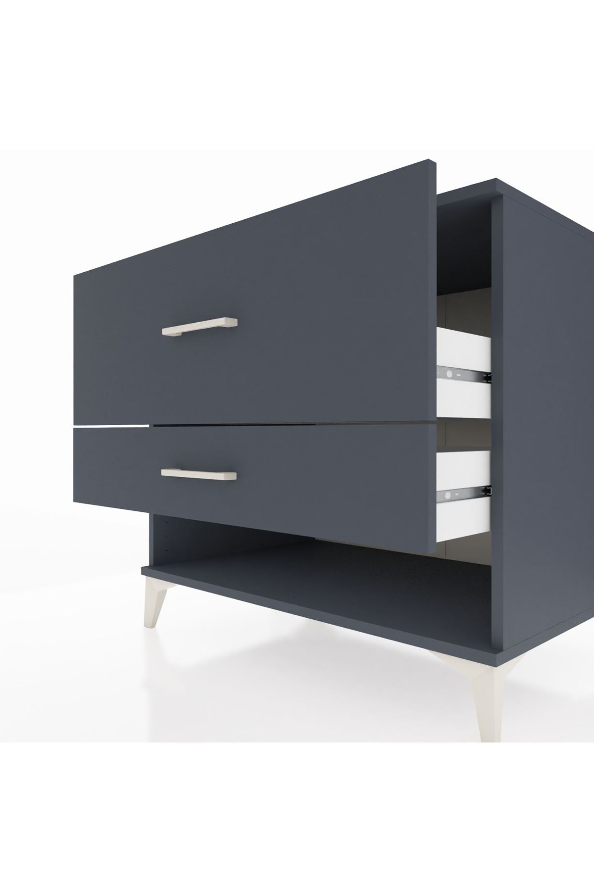 Kronos Şifonyer 2 Çekmeceli 88x59x80 Antrasit-Antrasit