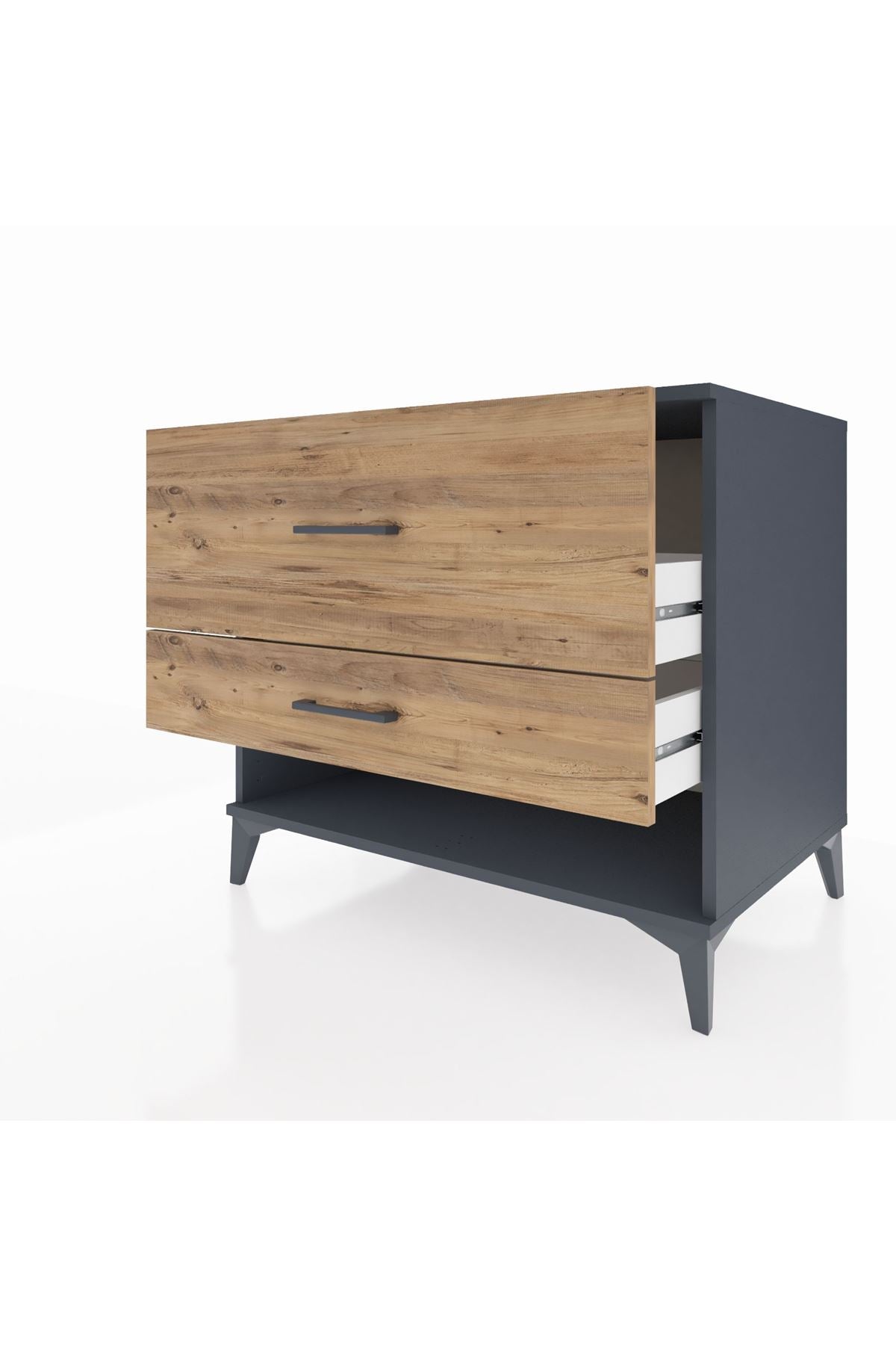 Kronos Şifonyer 2 Çekmeceli 88x59x80 Antrasit-Çam