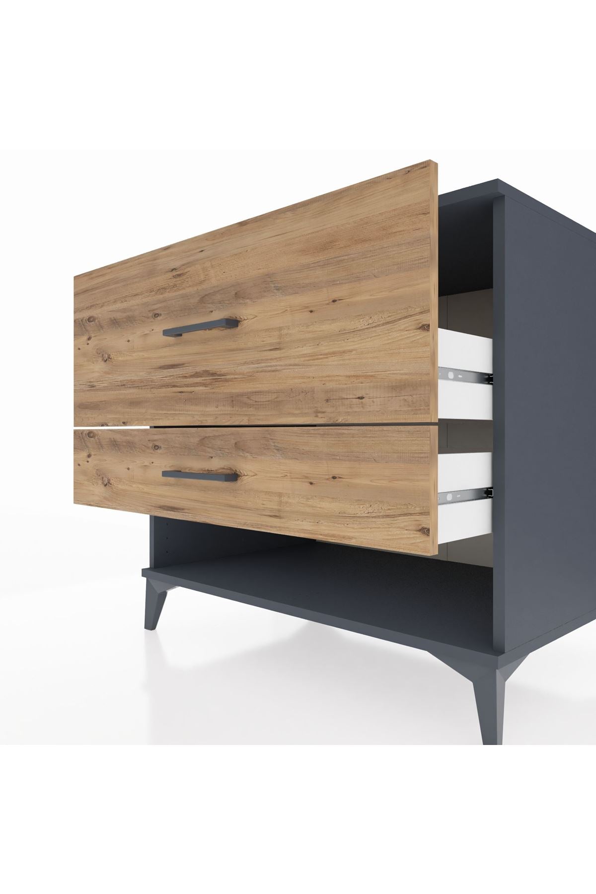 Kronos Şifonyer 2 Çekmeceli 88x59x80 Antrasit-Çam