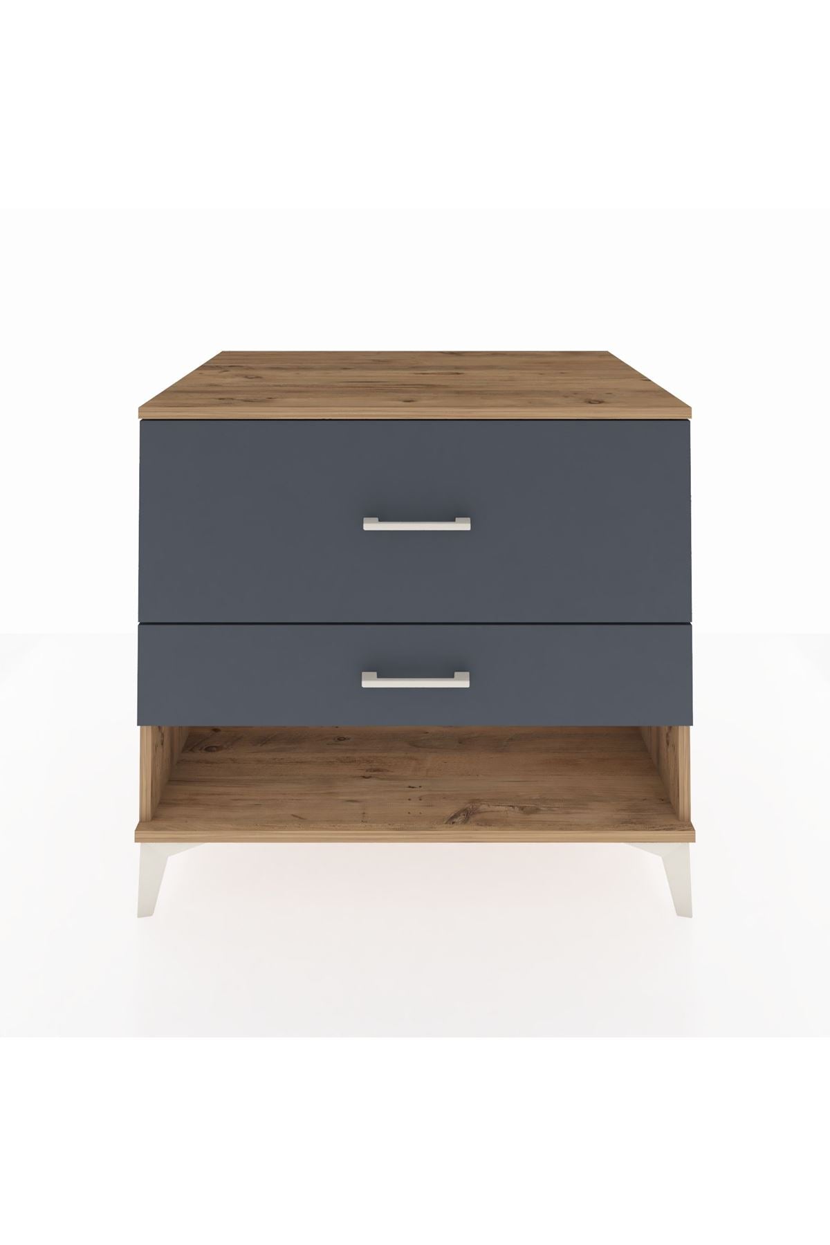 Kronos Şifonyer 2 Çekmeceli 88x59x80 Çam-Antrasit