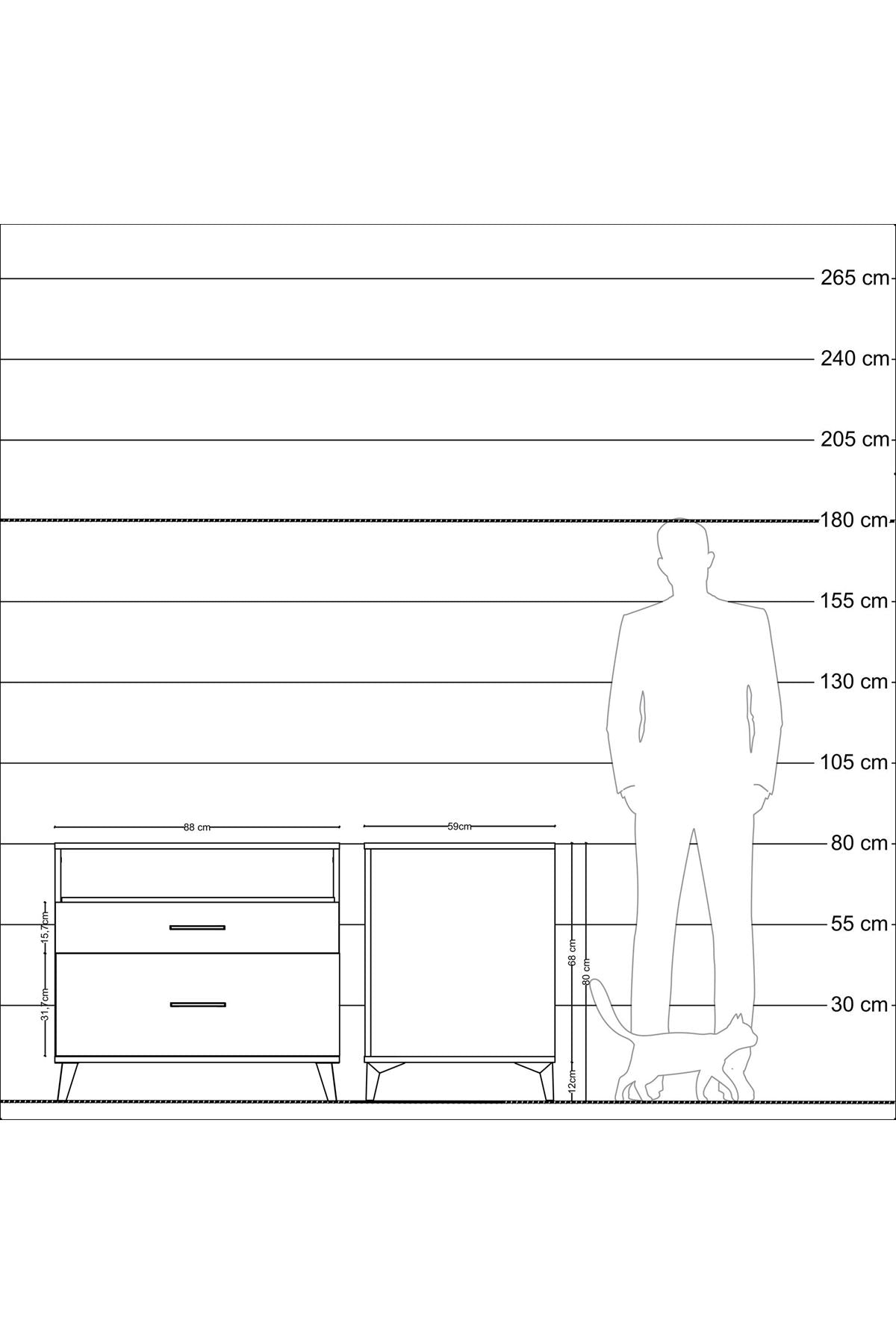 Kronos Şifonyer Tek Raflı 2 Çekmeceli 88x59x80 Aytaşı-Çam