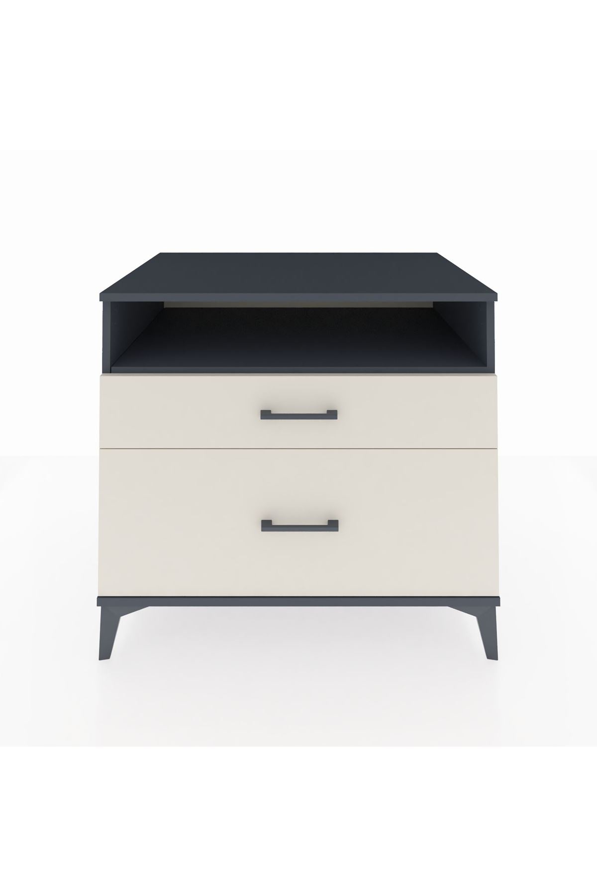 Kronos Şifonyer Tek Raflı 2 Çekmeceli 88x59x80 Antrasit-Aytaşı