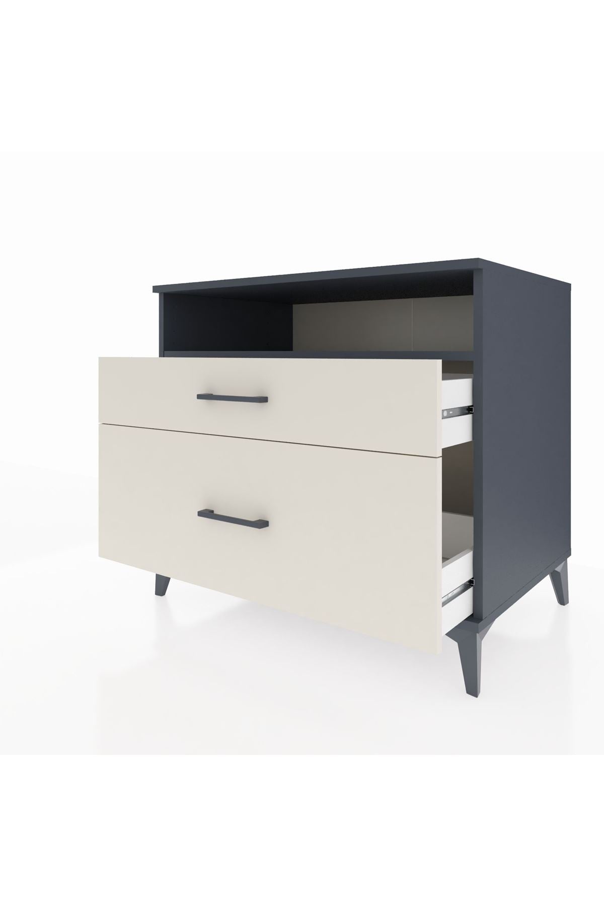 Kronos Şifonyer Tek Raflı 2 Çekmeceli 88x59x80 Antrasit-Aytaşı