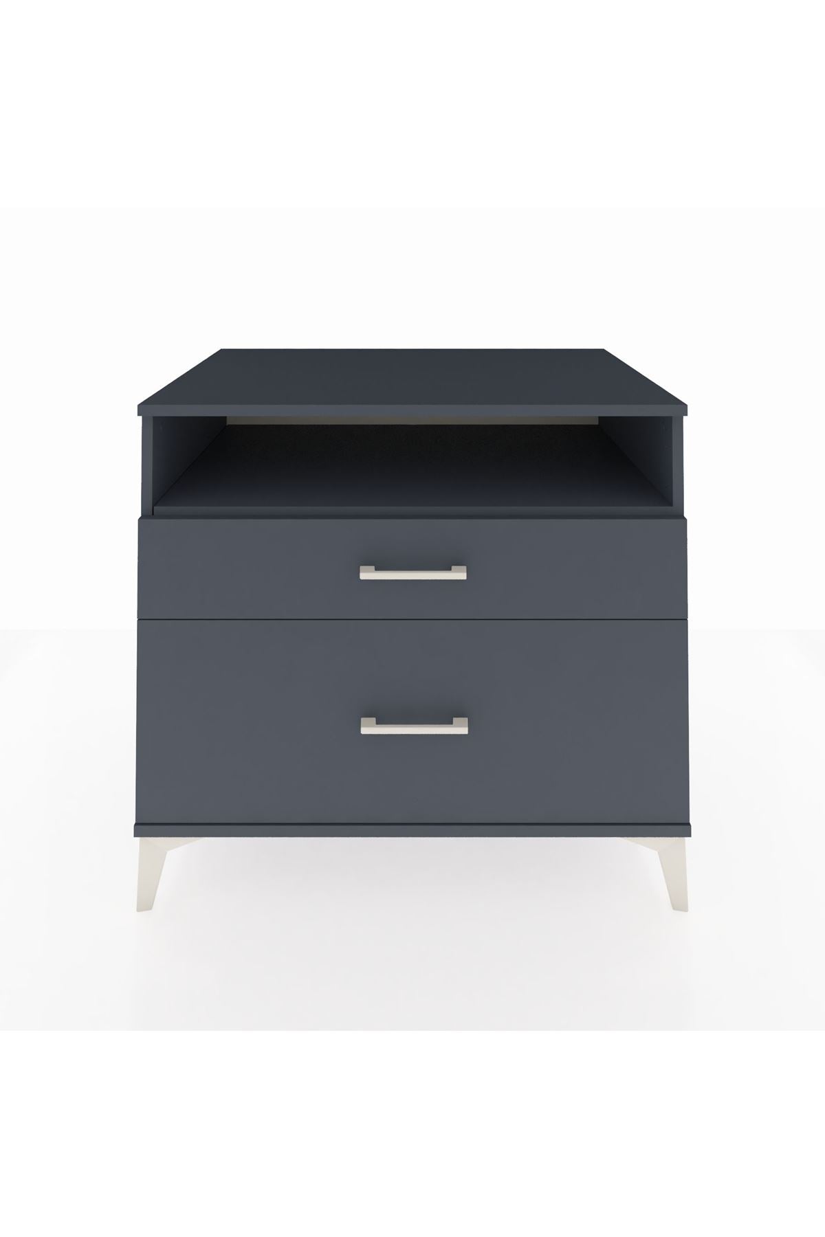 Kronos Şifonyer Tek Raflı 2 Çekmeceli 88x59x80 Antrasit-Antrasit