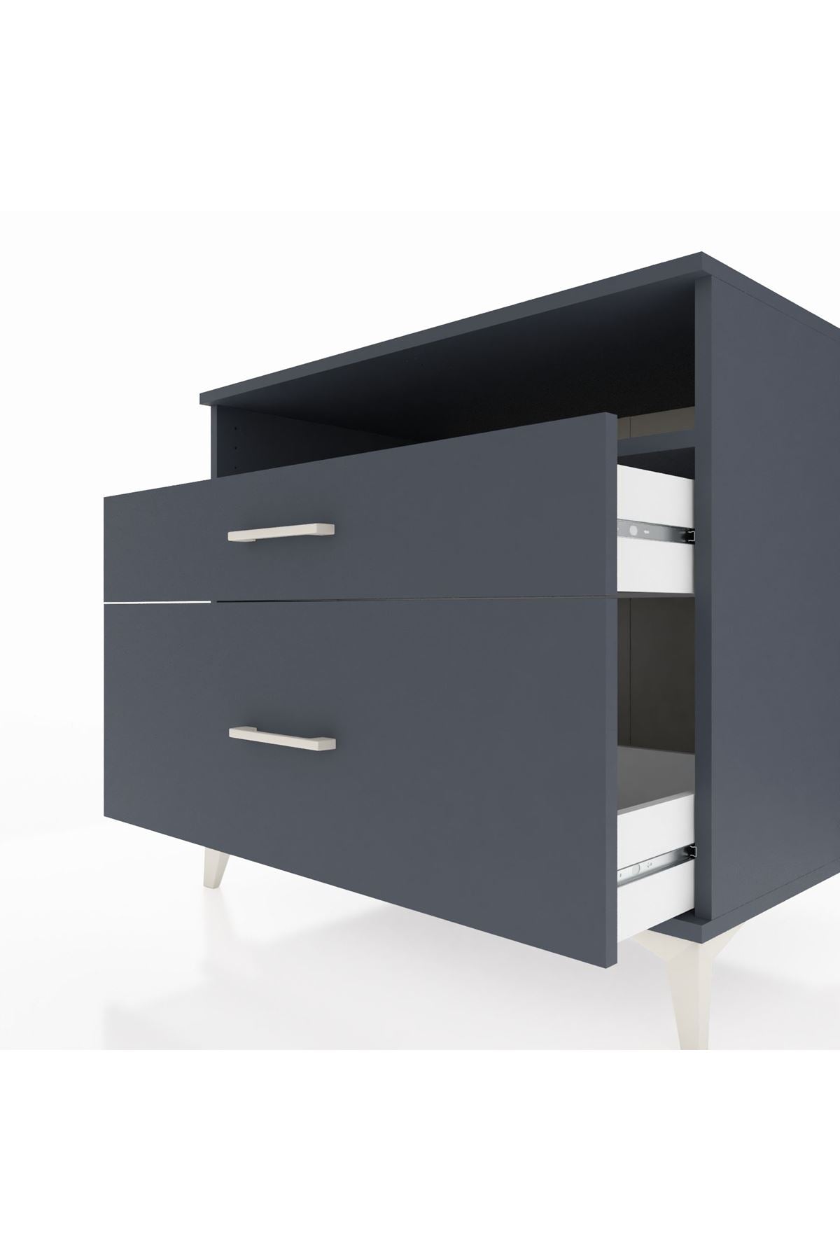 Kronos Şifonyer Tek Raflı 2 Çekmeceli 88x59x80 Antrasit-Antrasit