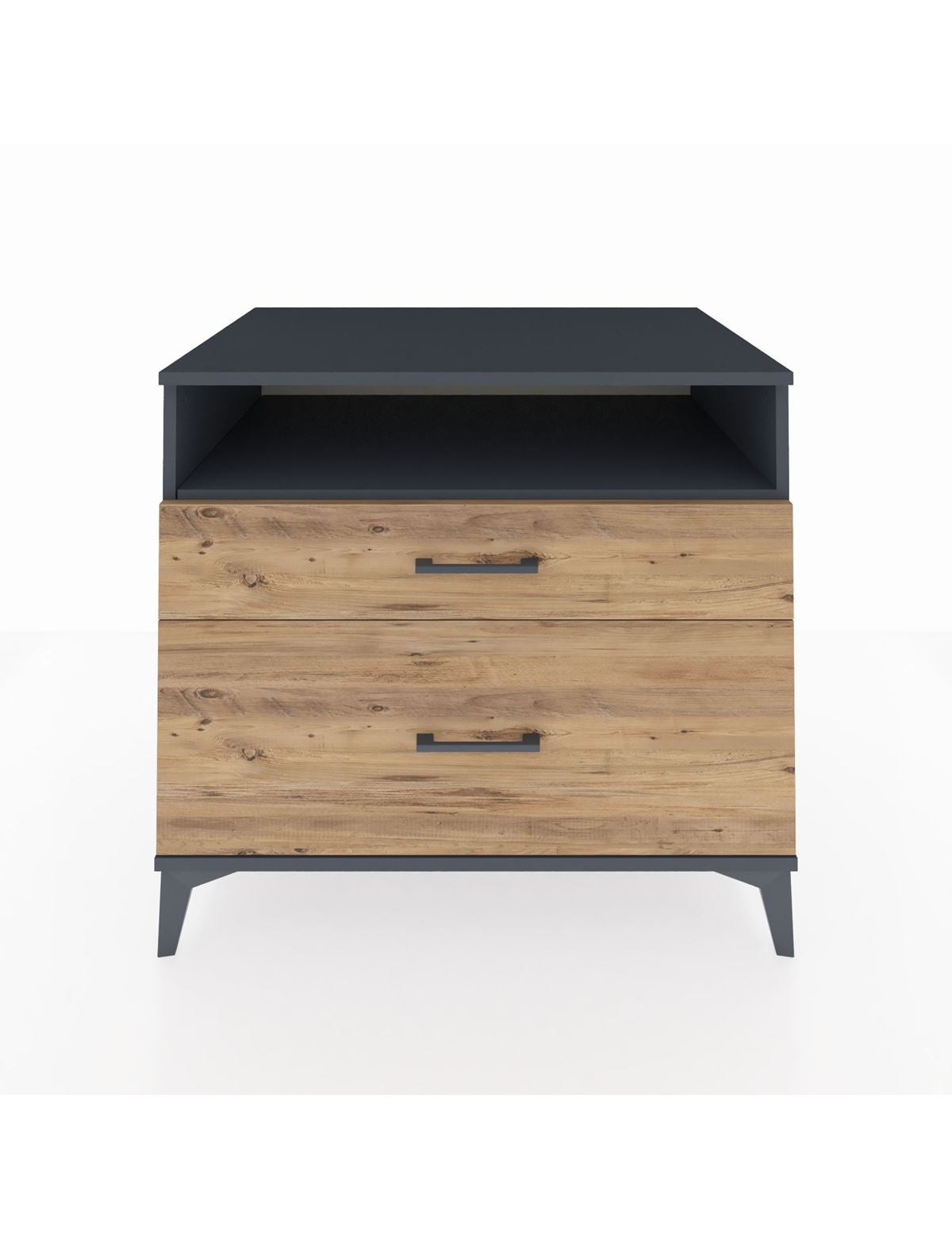 Kronos Şifonyer Tek Raflı 2 Çekmeceli 88x59x80 Antrasit-Çam