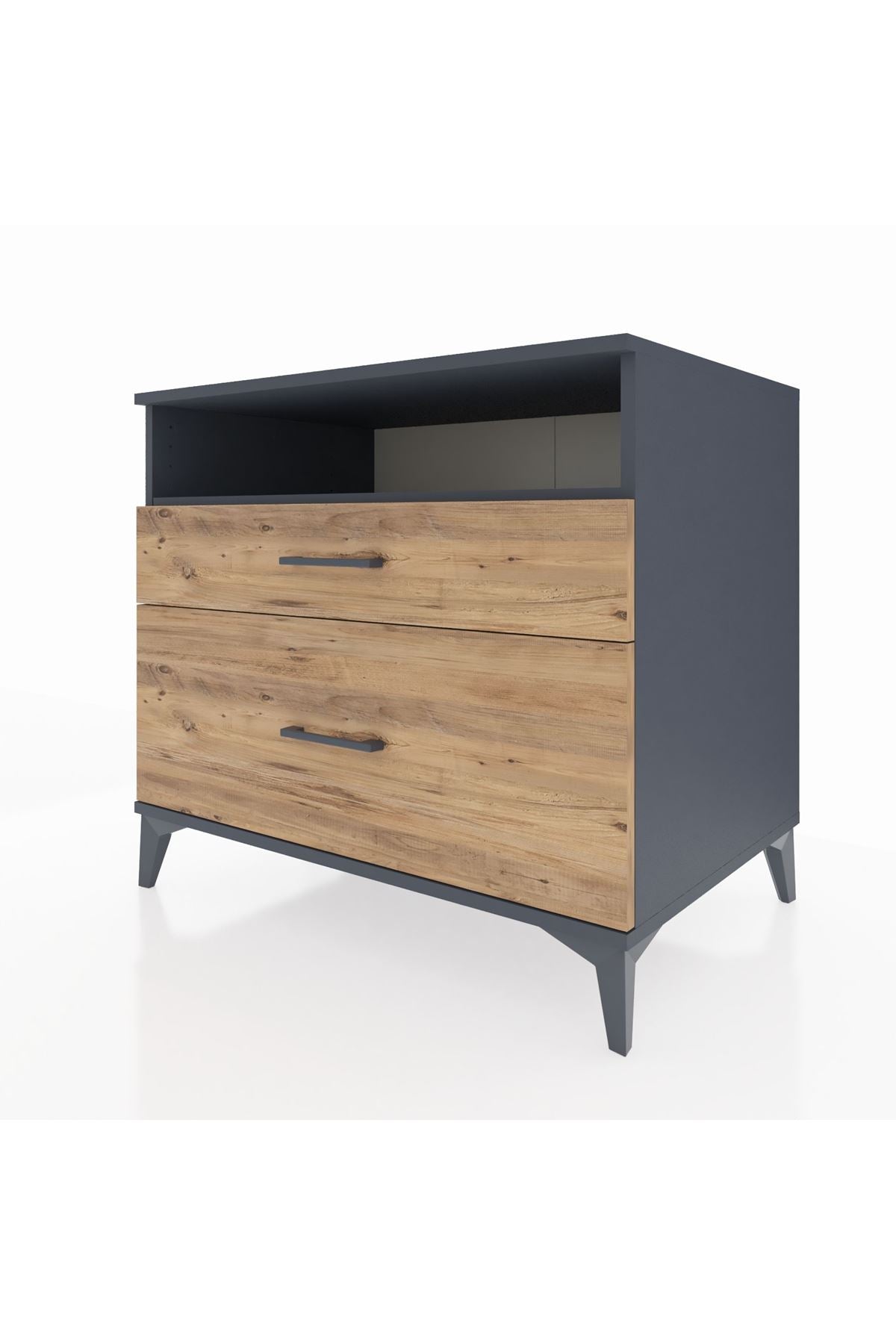 Kronos Şifonyer Tek Raflı 2 Çekmeceli 88x59x80 Antrasit-Çam