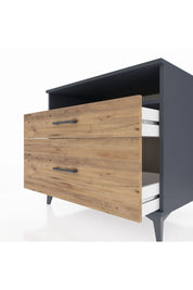 Kronos Şifonyer Tek Raflı 2 Çekmeceli 88x59x80 Antrasit-Çam