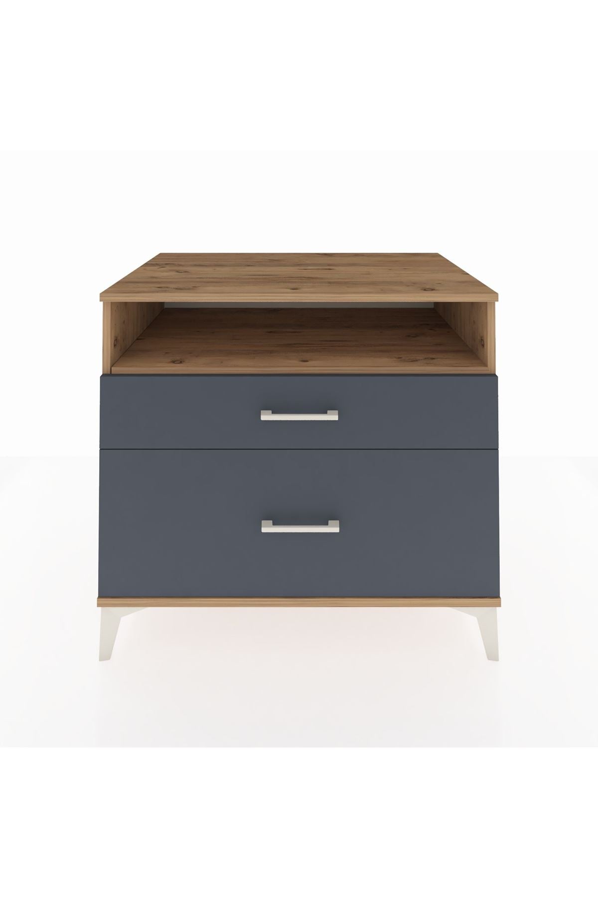 Kronos Şifonyer Tek Raflı 2 Çekmeceli 88x59x80 Çam-Antrasit