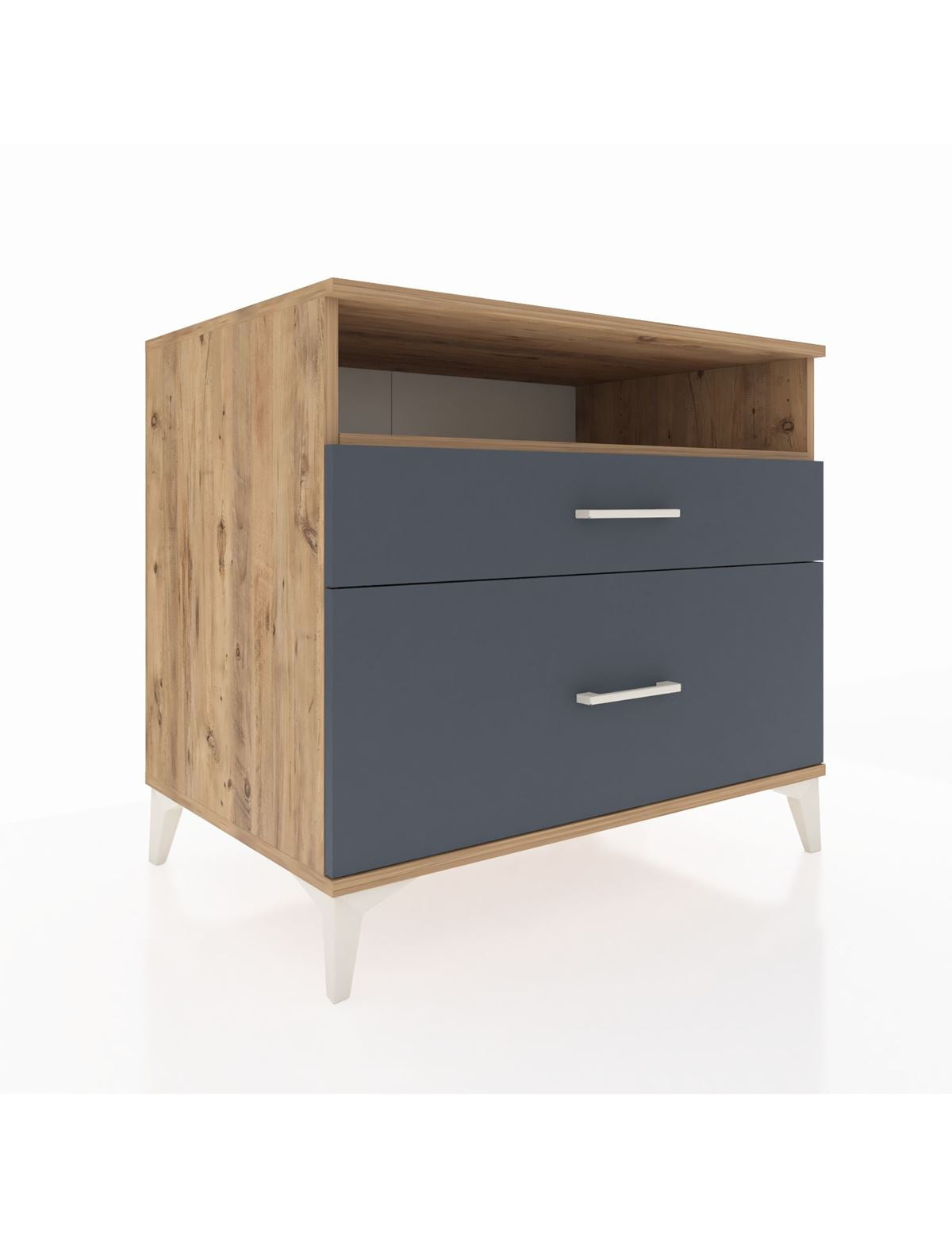 Kronos Şifonyer Tek Raflı 2 Çekmeceli 88x59x80 Çam-Antrasit