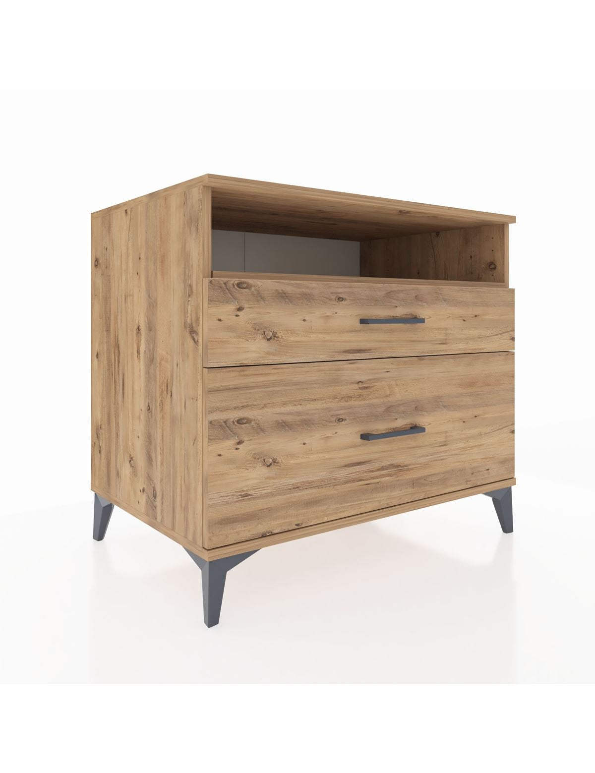 Kronos Şifonyer Tek Raflı 2 Çekmeceli 88x59x80 Çam-Çam