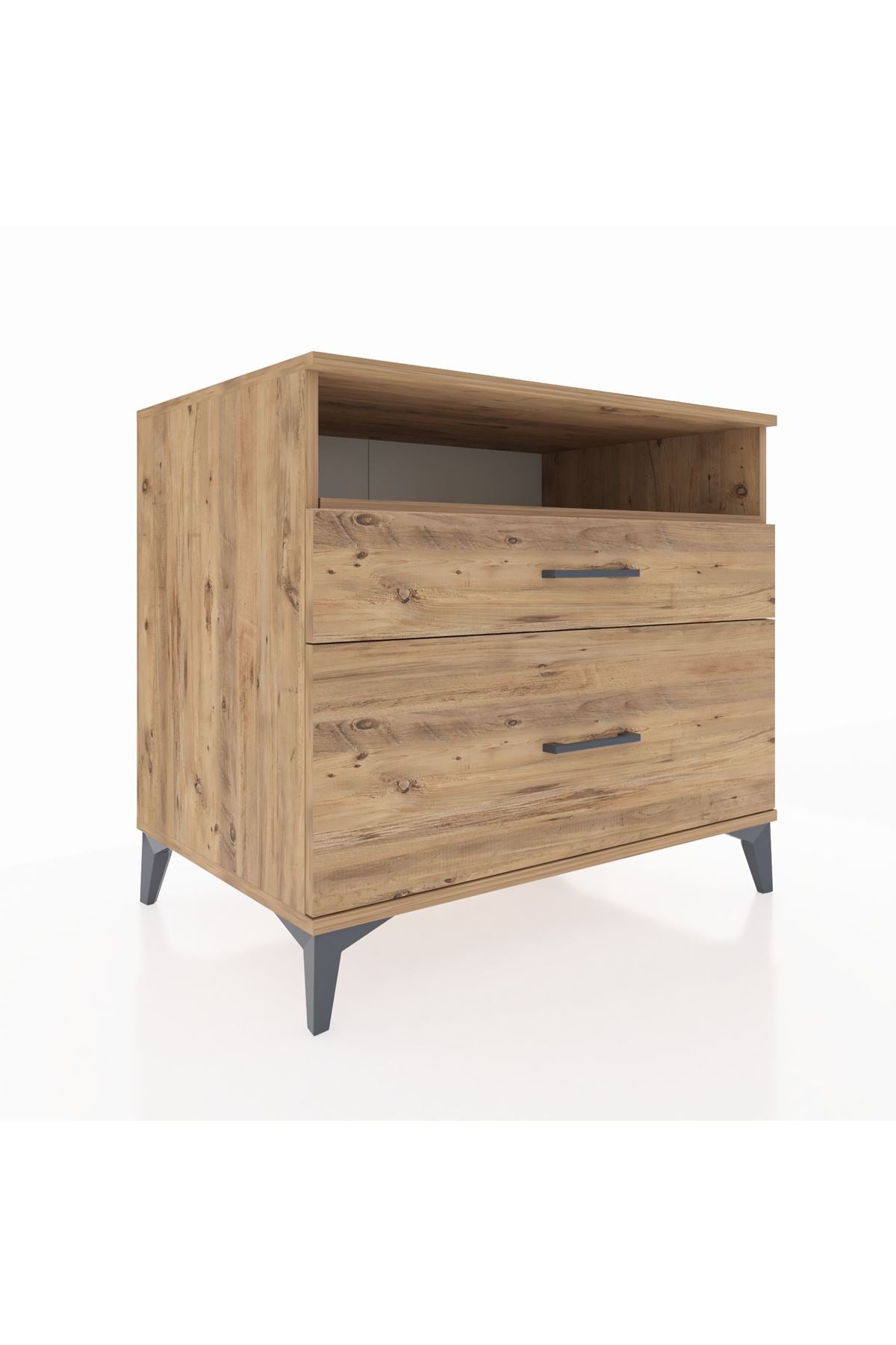 Kronos Şifonyer Tek Raflı 2 Çekmeceli 88x59x80 Çam-Çam