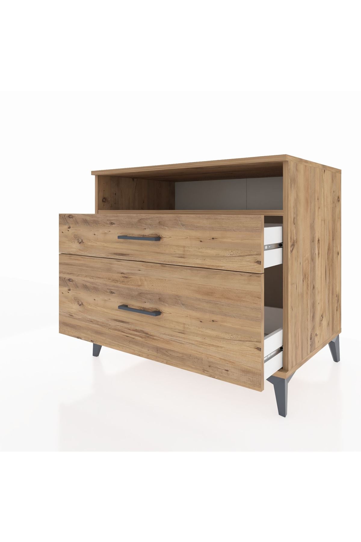 Kronos Şifonyer Tek Raflı 2 Çekmeceli 88x59x80 Çam-Çam