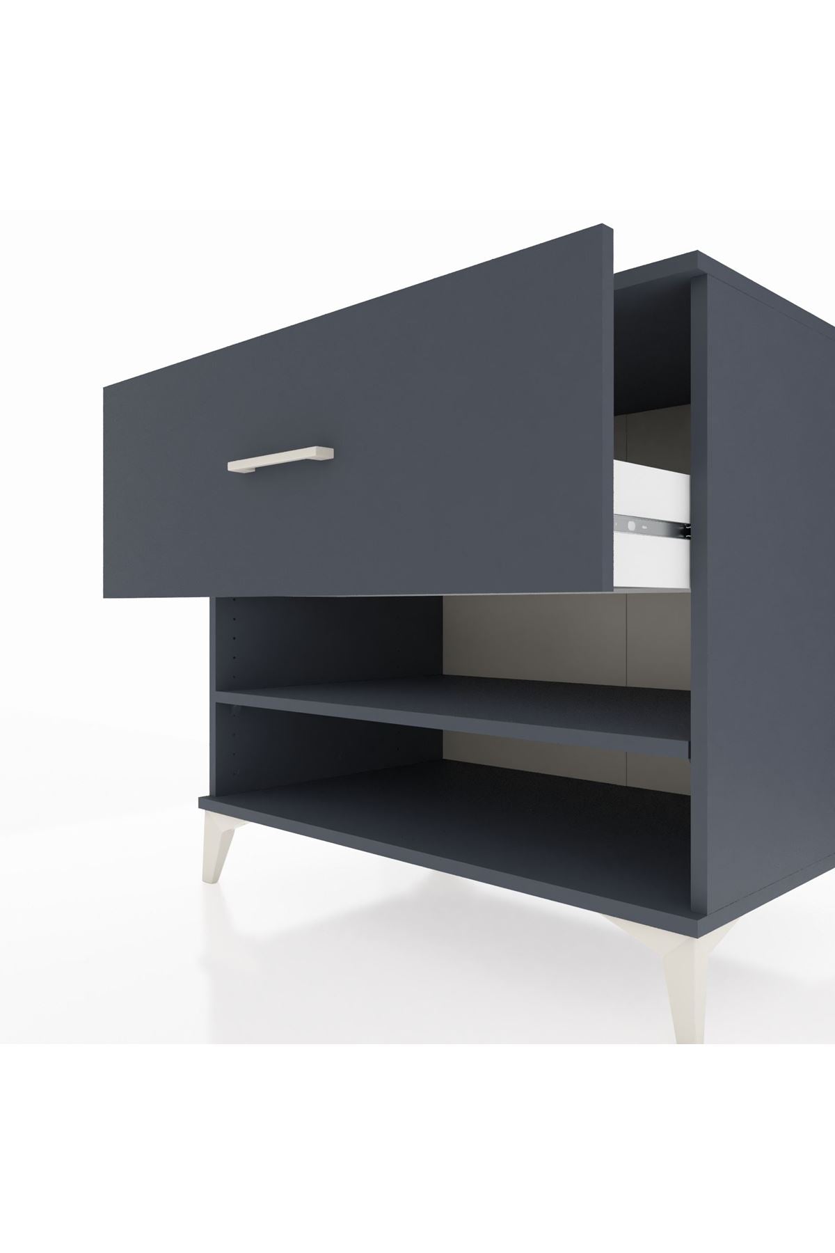 Kronos Şifonyer Tek Raflı Tek Çekmeceli 88x59x80 Antrasit-Antrasit