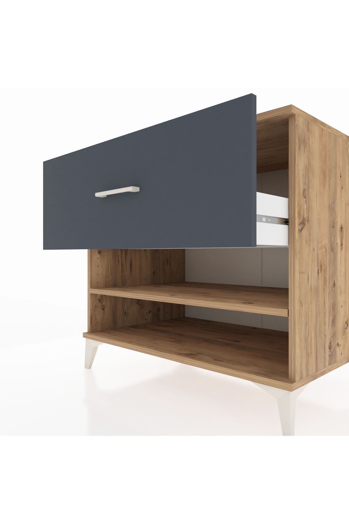 Kronos Şifonyer Tek Raflı Tek Çekmeceli 88x59x80 Çam-Antrasit