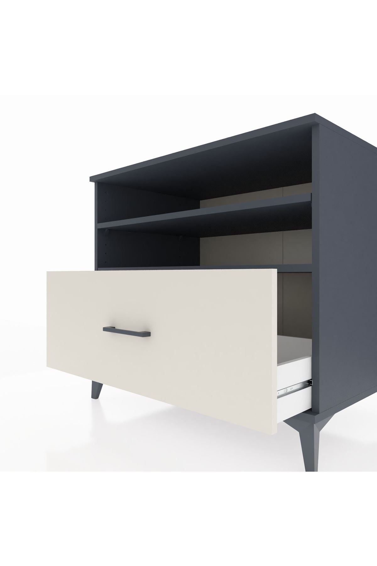 Kronos Şifonyer 2 Raflı Tek Çekmeceli 88x59x80 Antrasit-Aytaşı