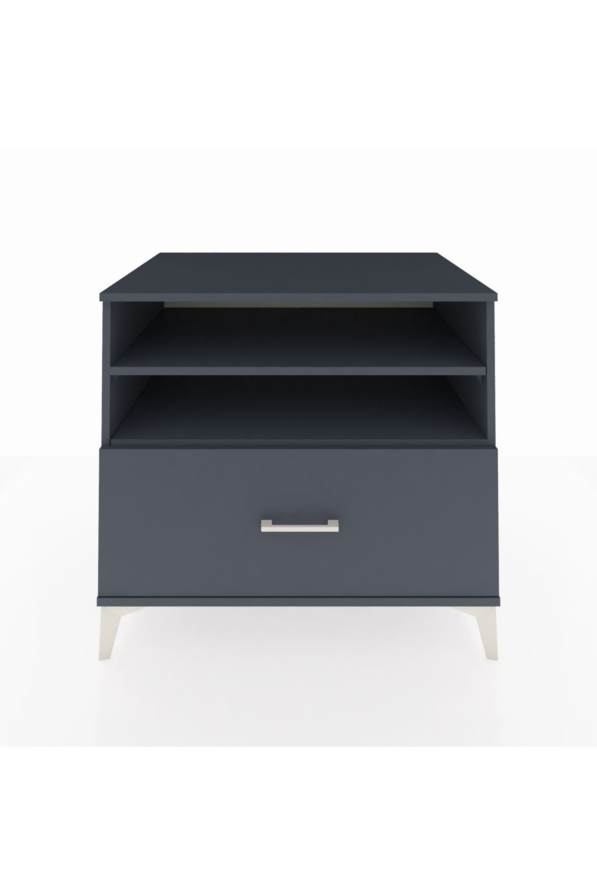 Kronos Şifonyer 2 Raflı Tek Çekmeceli 88x59x80 Antrasit-Antrasit