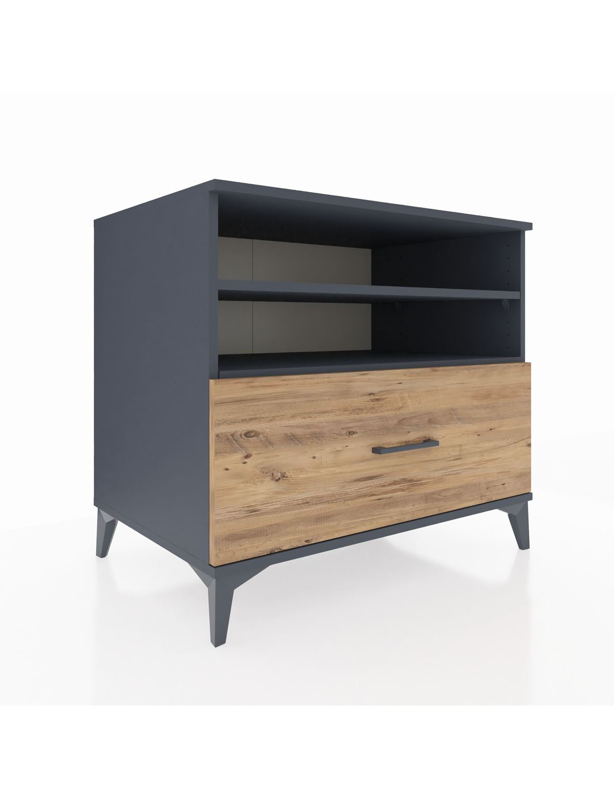 Kronos Şifonyer 2 Raflı Tek Çekmeceli 88x59x80 Antrasit-Çam