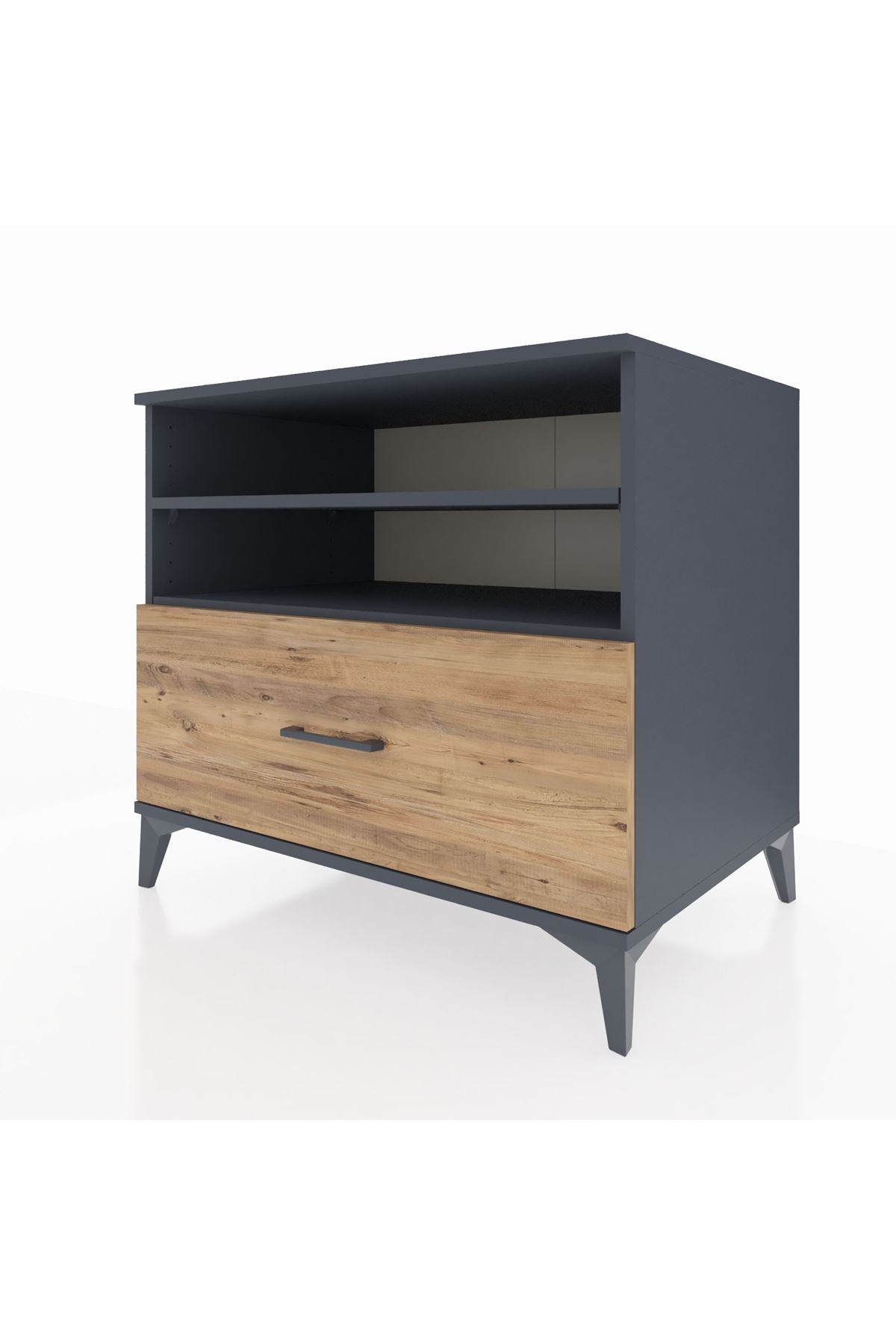 Kronos Şifonyer 2 Raflı Tek Çekmeceli 88x59x80 Antrasit-Çam