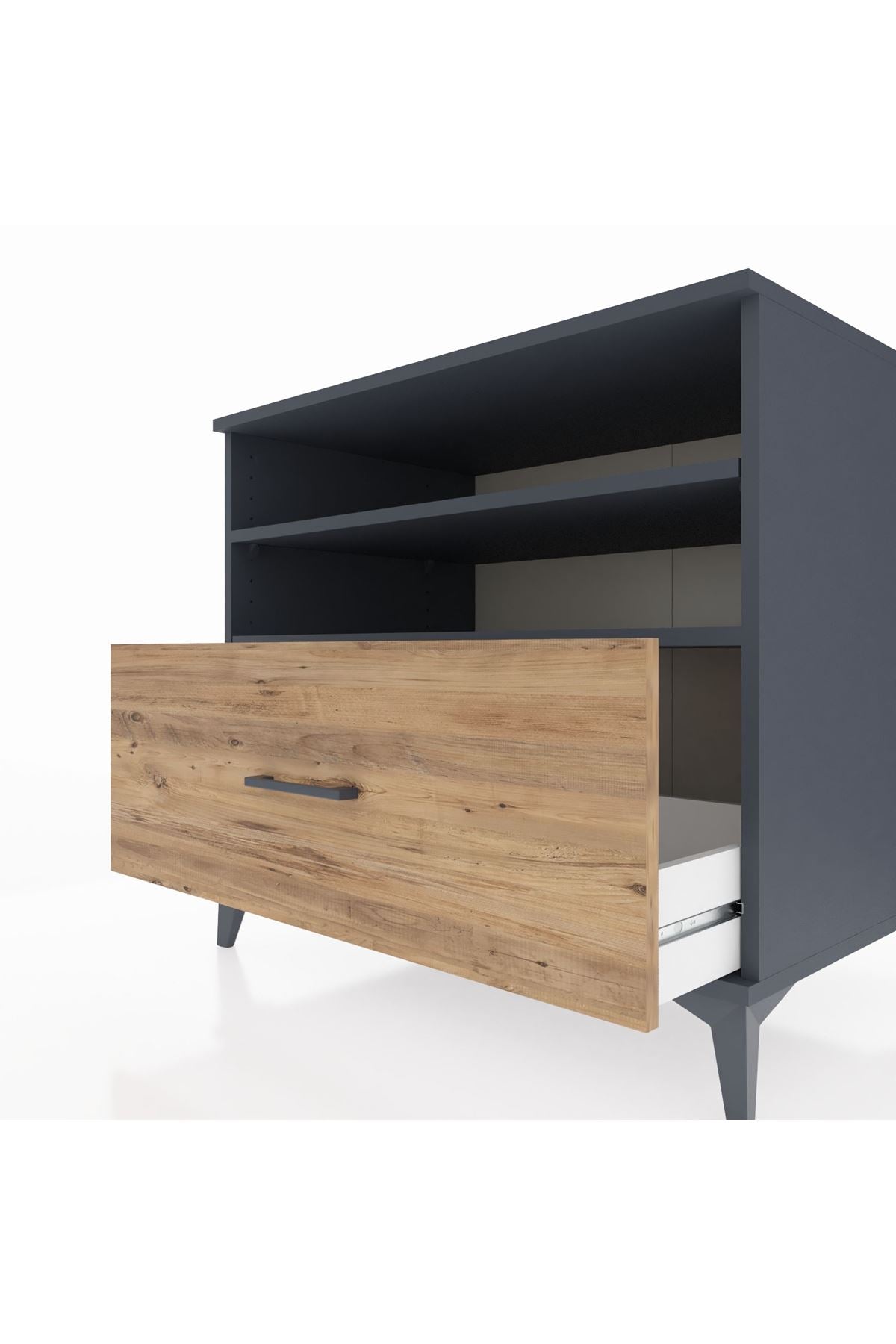 Kronos Şifonyer 2 Raflı Tek Çekmeceli 88x59x80 Antrasit-Çam