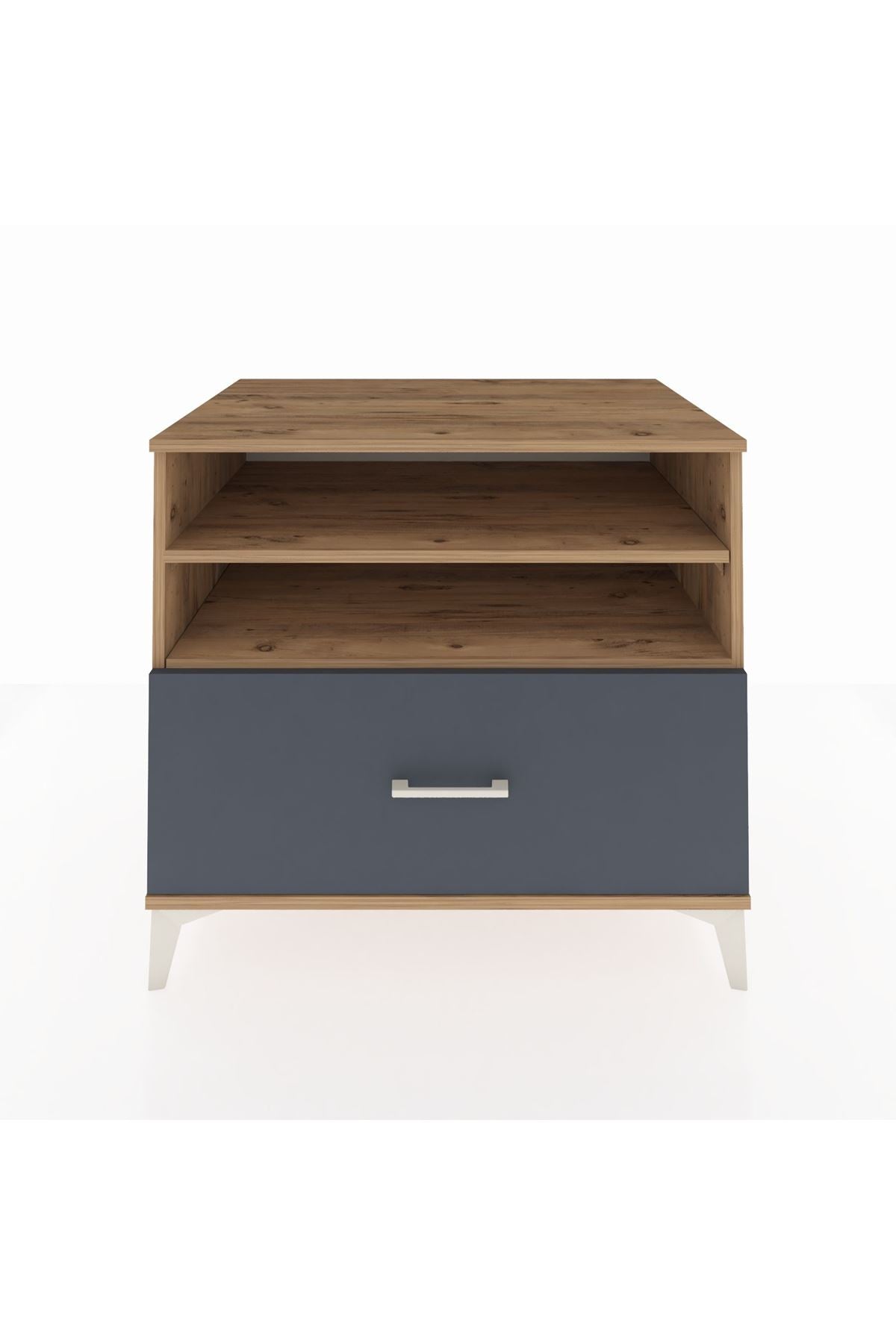 Kronos Şifonyer 2 Raflı Tek Çekmeceli 88x59x80 Çam-Antrasit