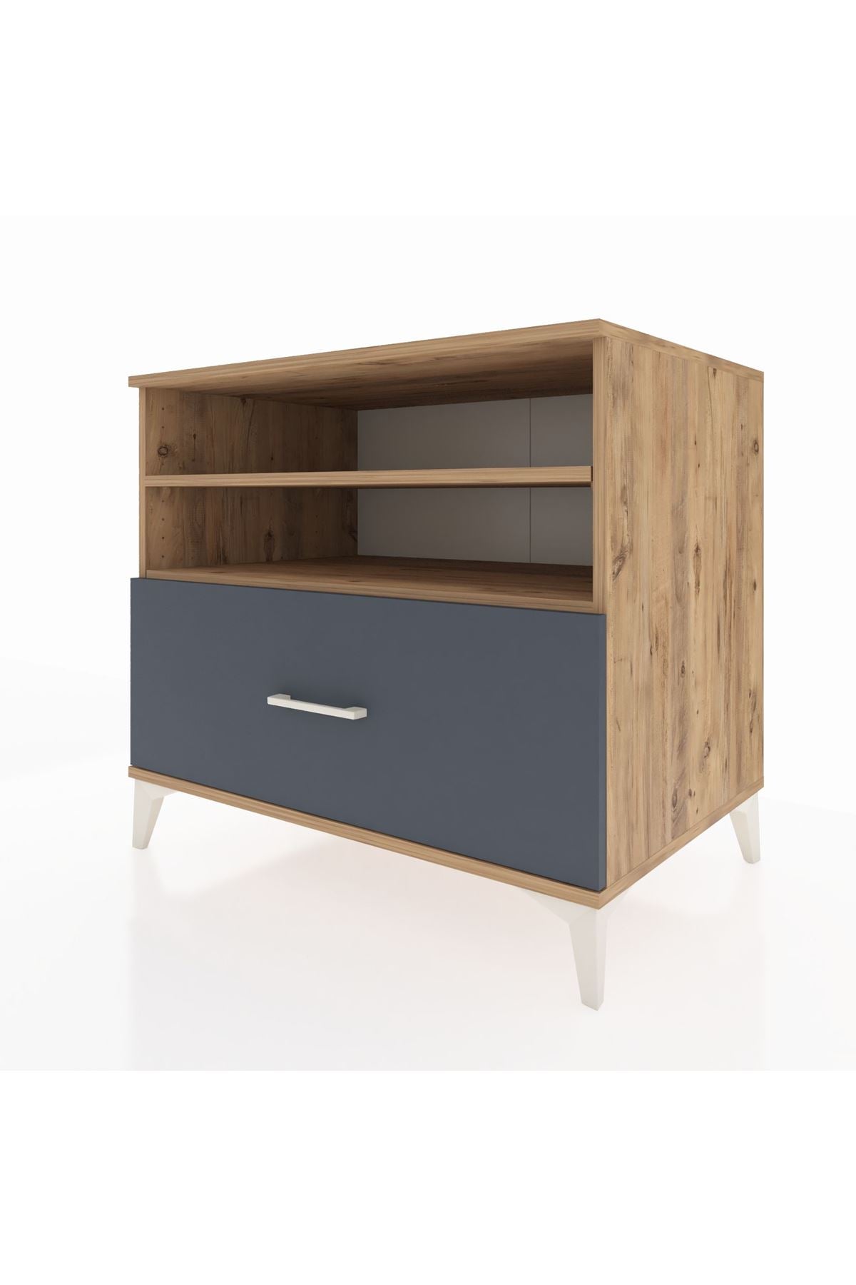 Kronos Şifonyer 2 Raflı Tek Çekmeceli 88x59x80 Çam-Antrasit