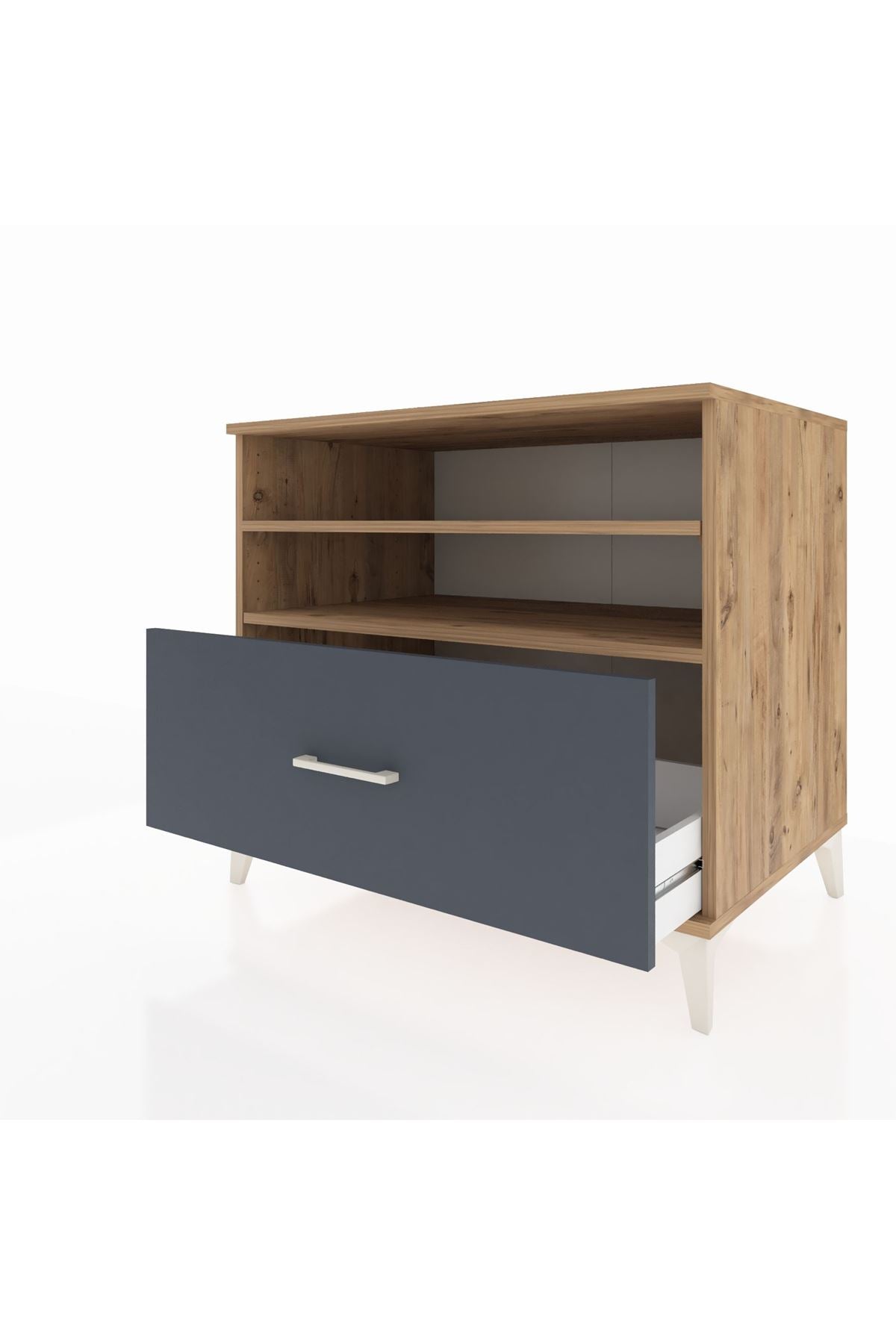 Kronos Şifonyer 2 Raflı Tek Çekmeceli 88x59x80 Çam-Antrasit