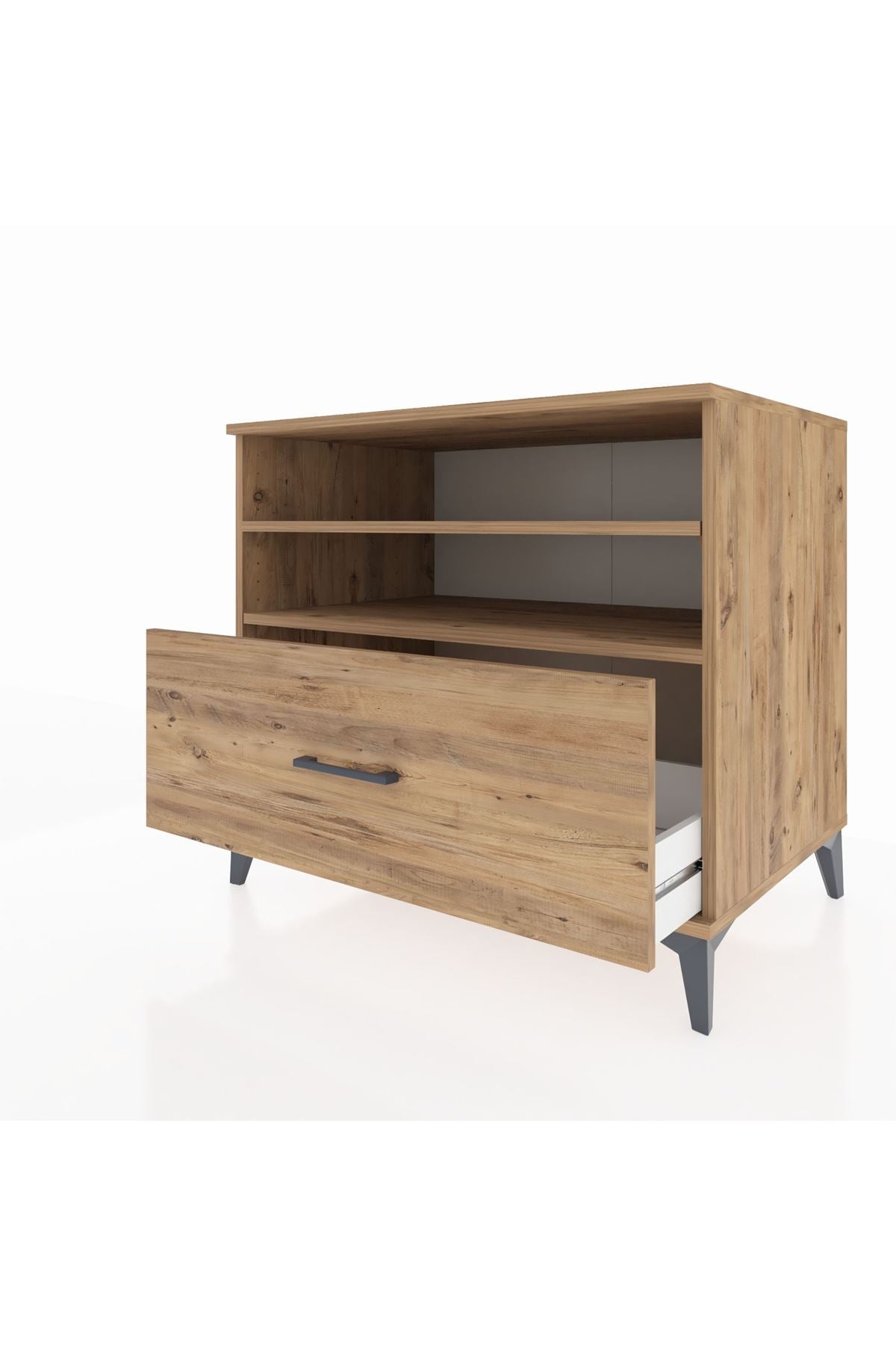 Kronos Şifonyer 2 Raflı Tek Çekmeceli 88x59x80 Çam-Çam