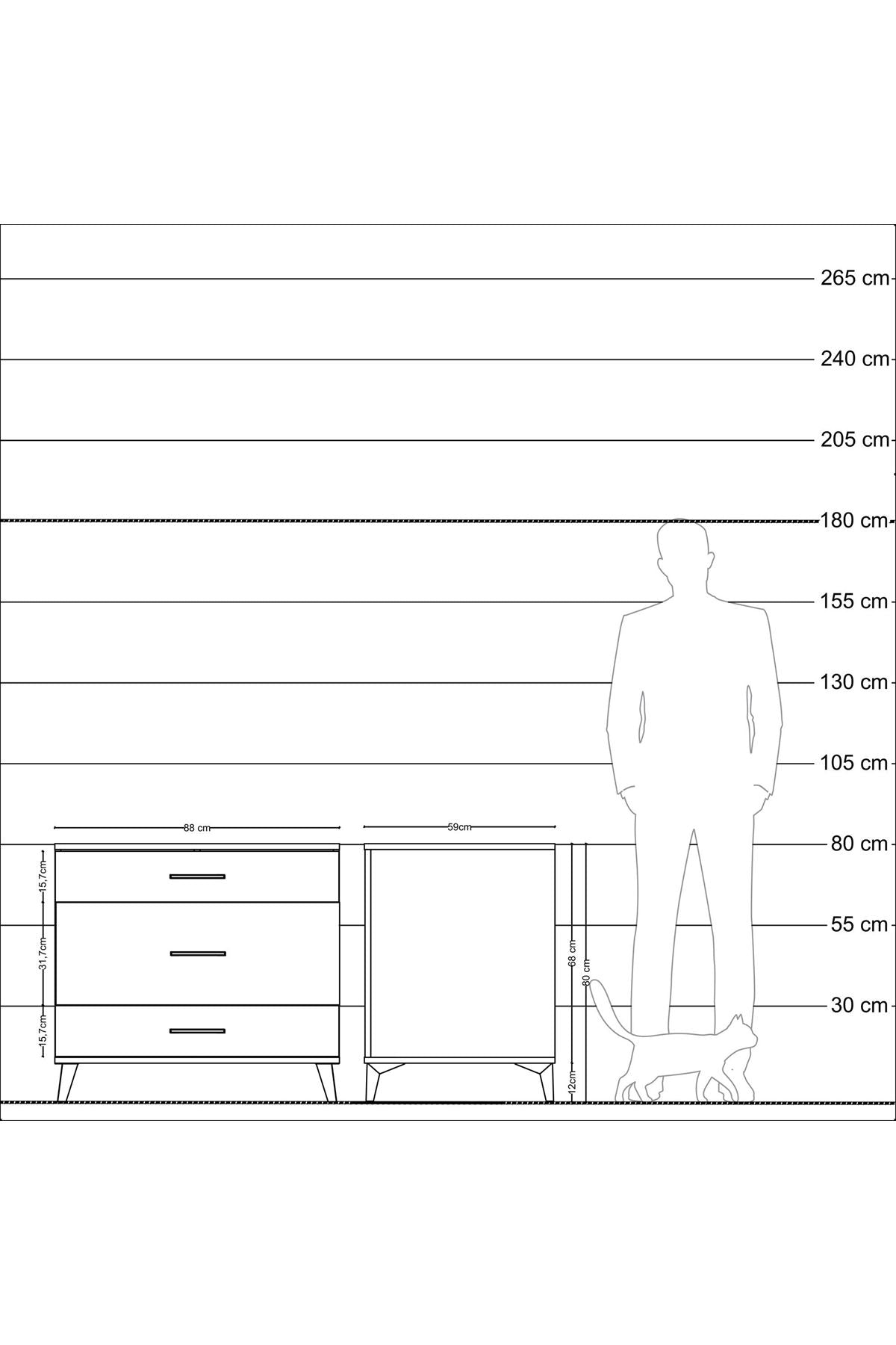 Kronos Şifonyer 3 Çekmeceli 88x59x80 Aytaşı-Aytaşı