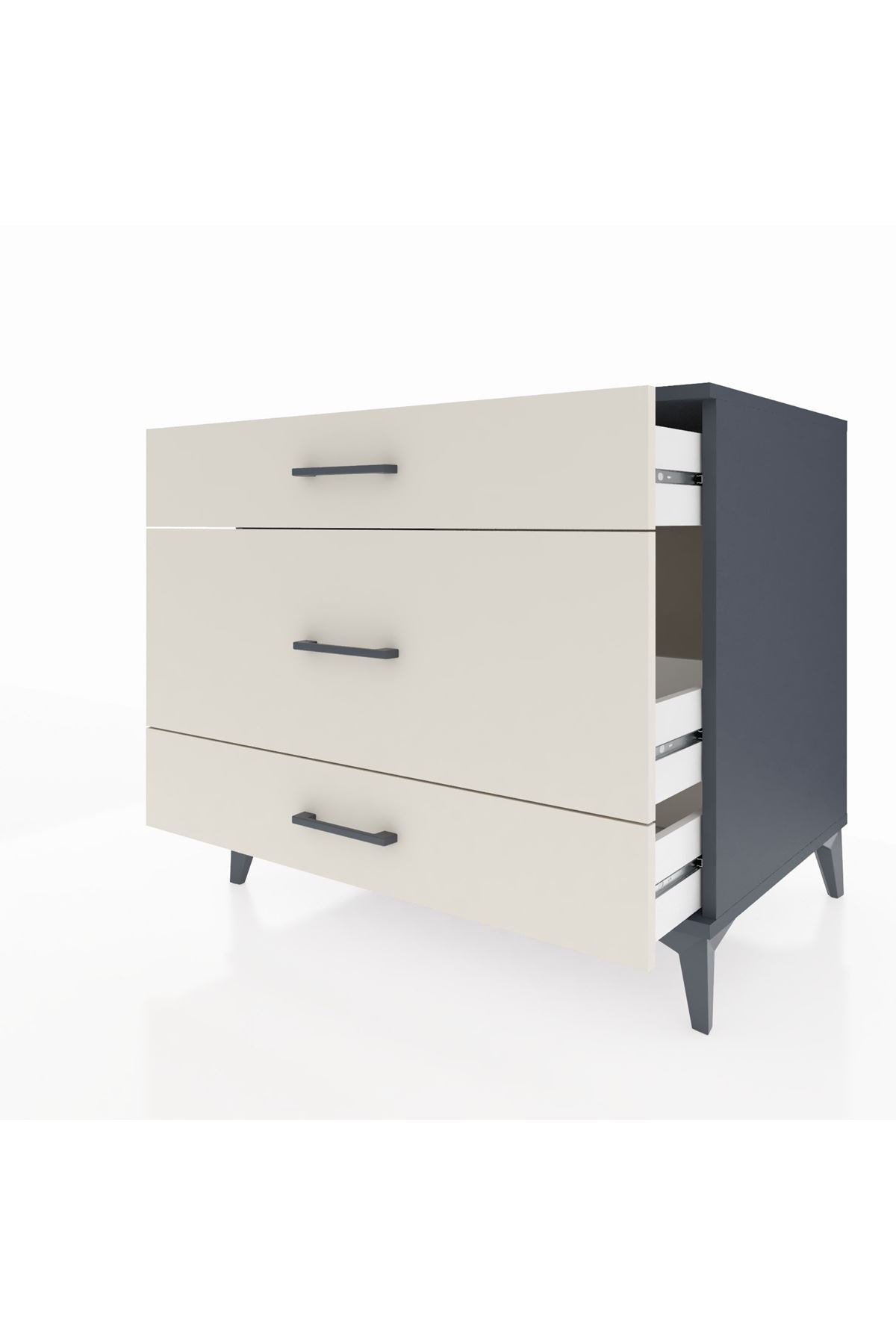 Kronos Şifonyer 3 Çekmeceli 88x59x80 Antrasit-Aytaşı