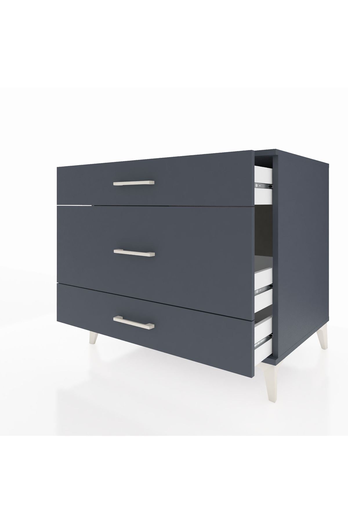 Kronos Şifonyer 3 Çekmeceli 88x59x80 Antrasit-Antrasit